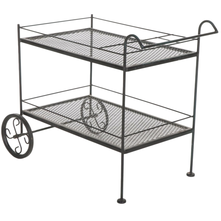 Wrought Iron Outdoor Tea Trolley, Late 20th Century