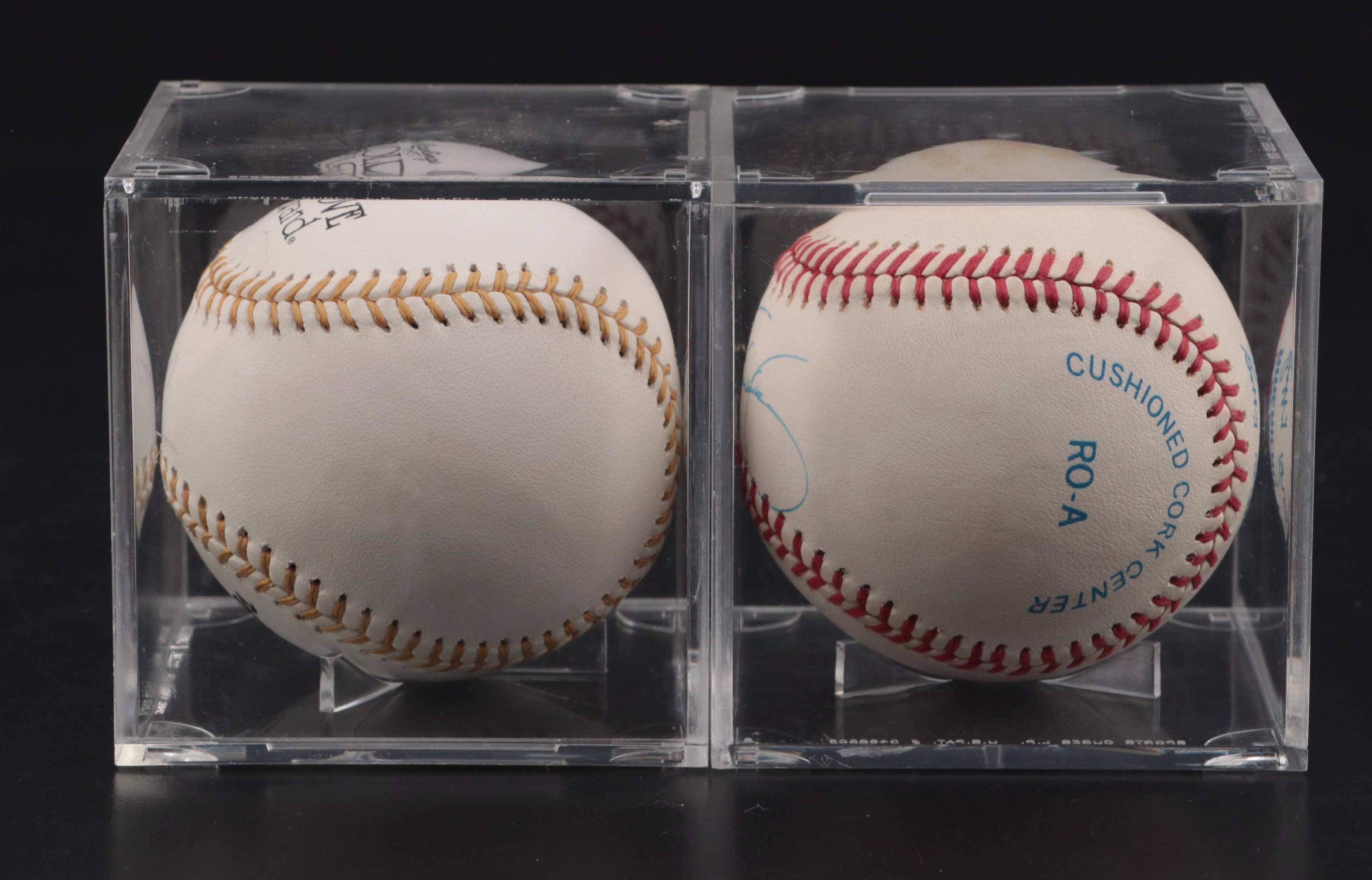 Dennis Eckersley Golden Glove Award and Craig Biggio Signed Rawlings Baseballs