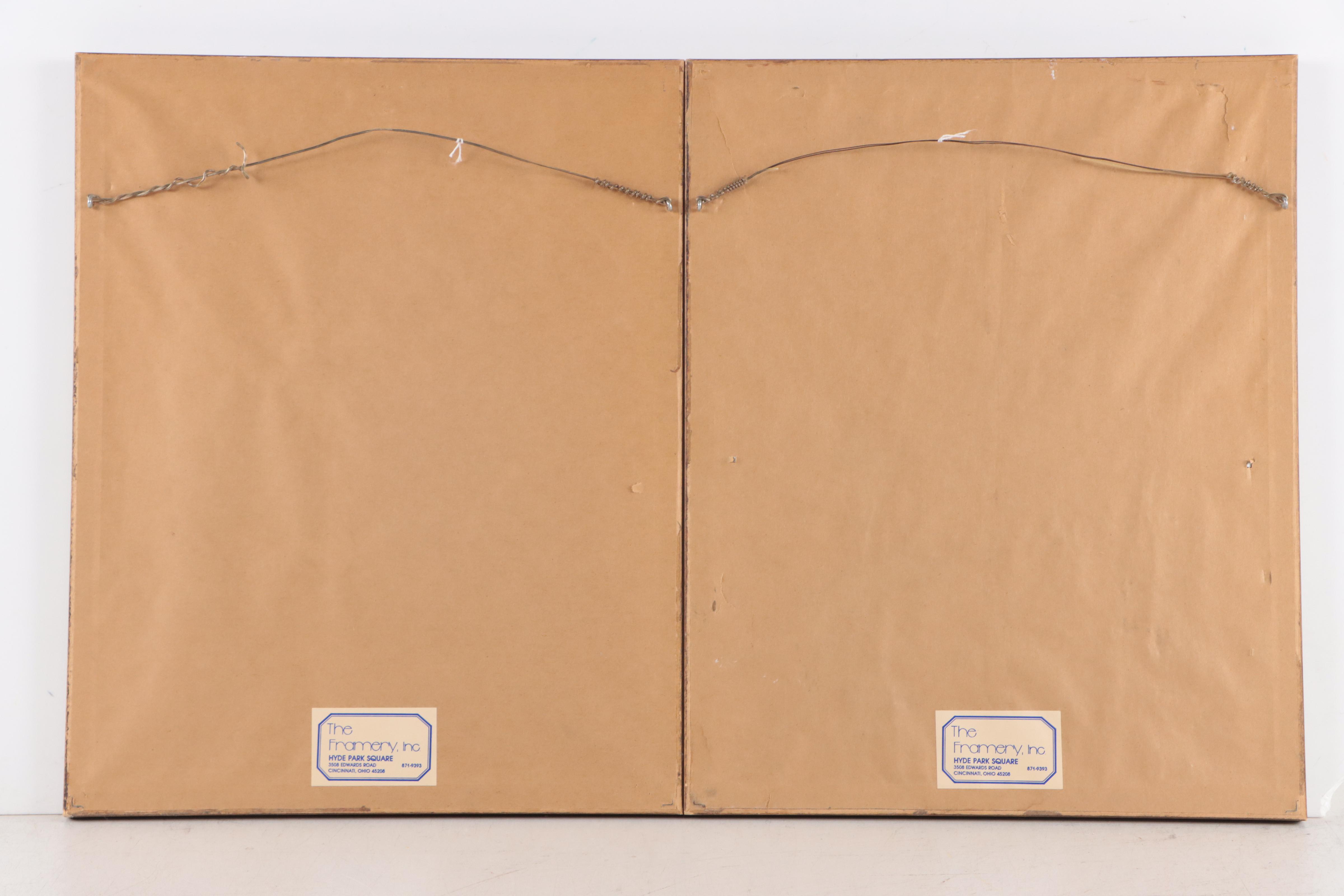 Watercolor Paintings of European City Scenes Including Loches Town Hall