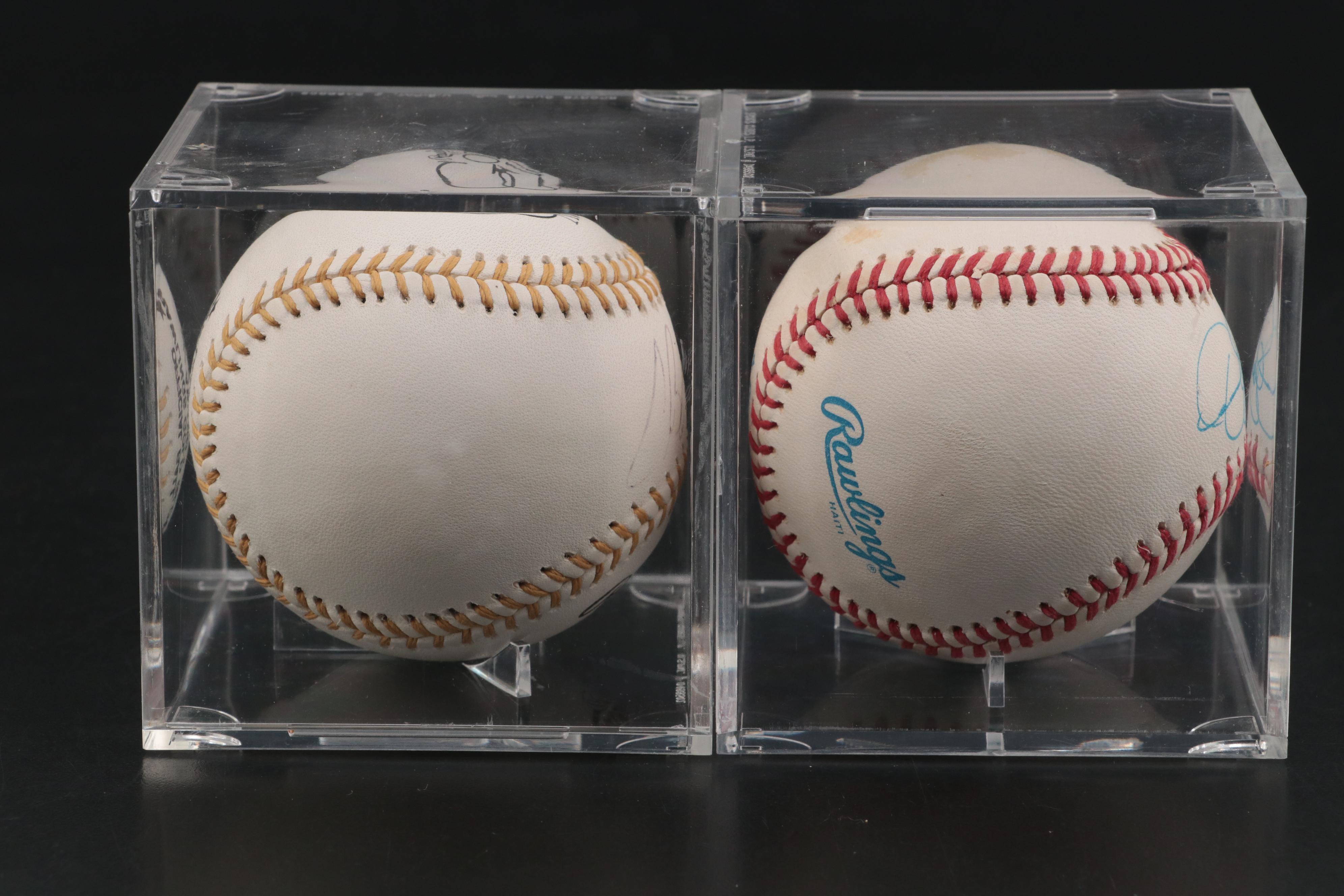 Dennis Eckersley Golden Glove Award and Craig Biggio Signed Rawlings Baseballs