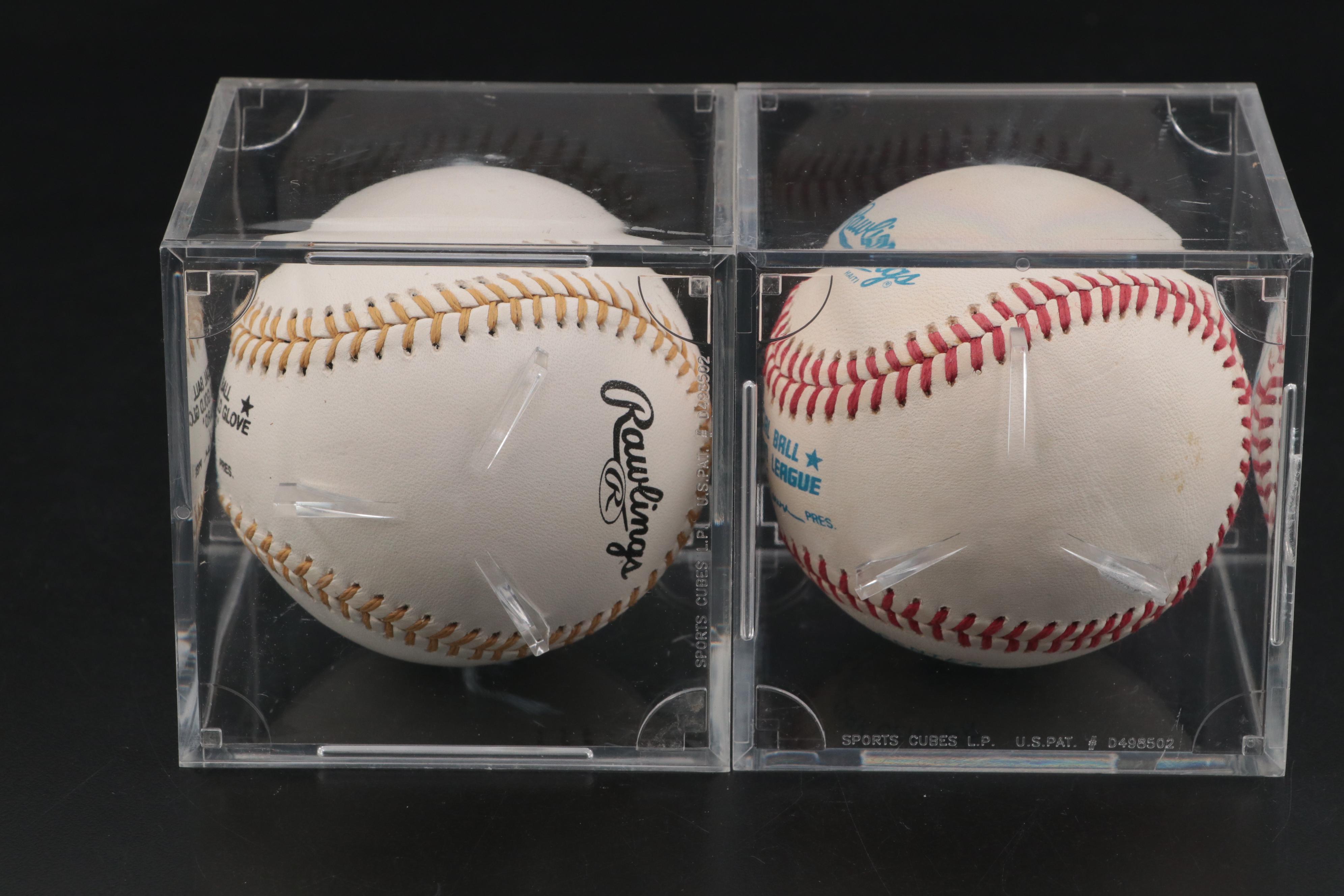 Dennis Eckersley Golden Glove Award and Craig Biggio Signed Rawlings Baseballs