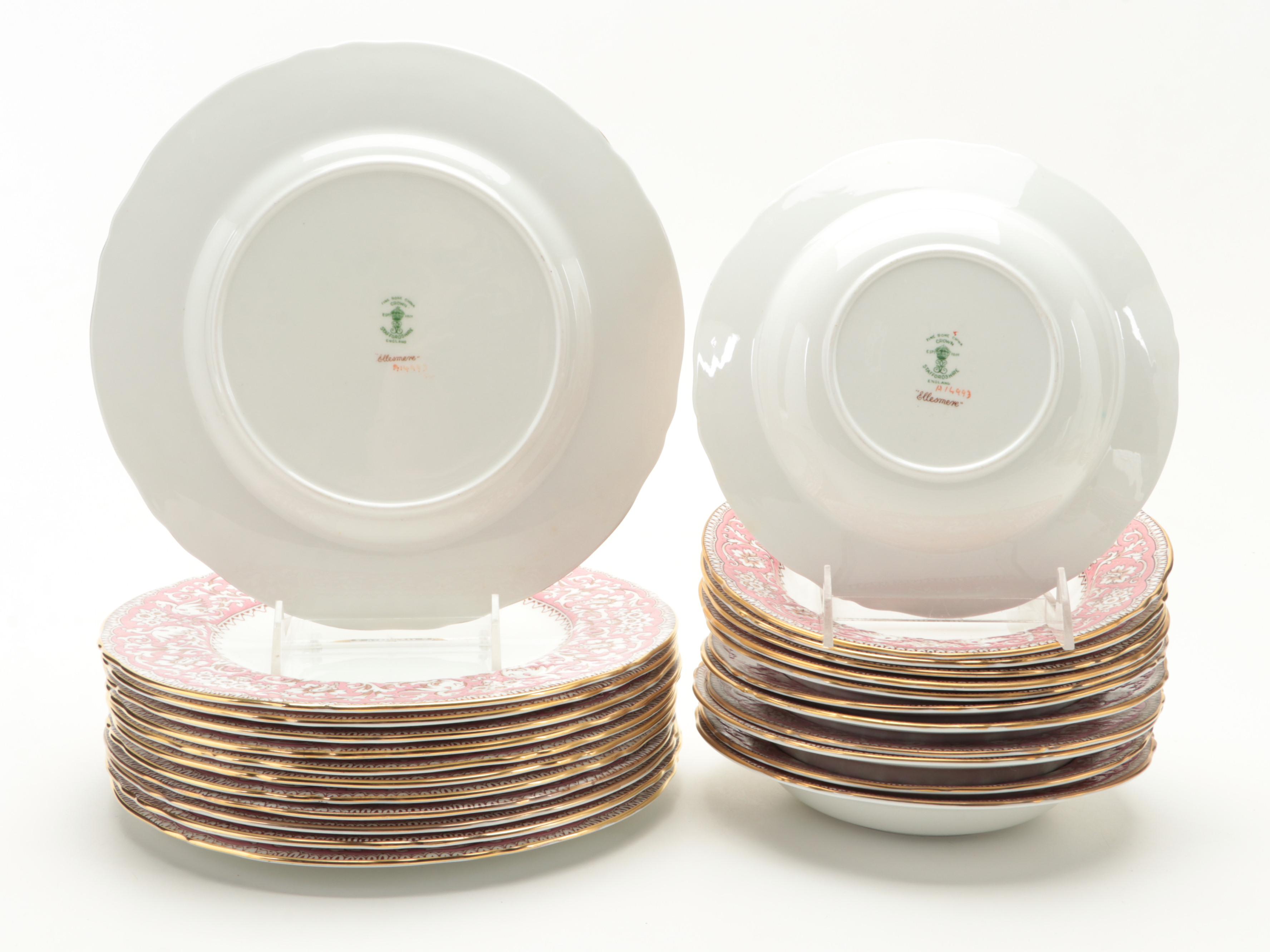Crown Staffordshire "Ellesmere Pink" Bone China Dinnerware, 1977-1979
