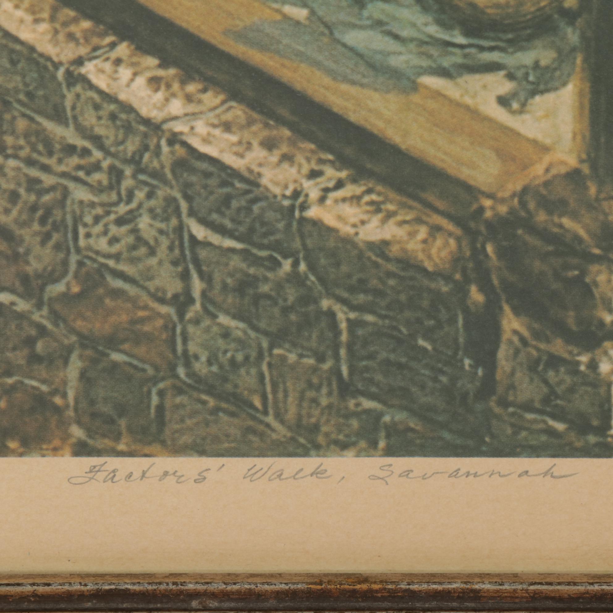 Augusta Oelschig Offset Lithograph "Factors' Walk, Savannah," 1975