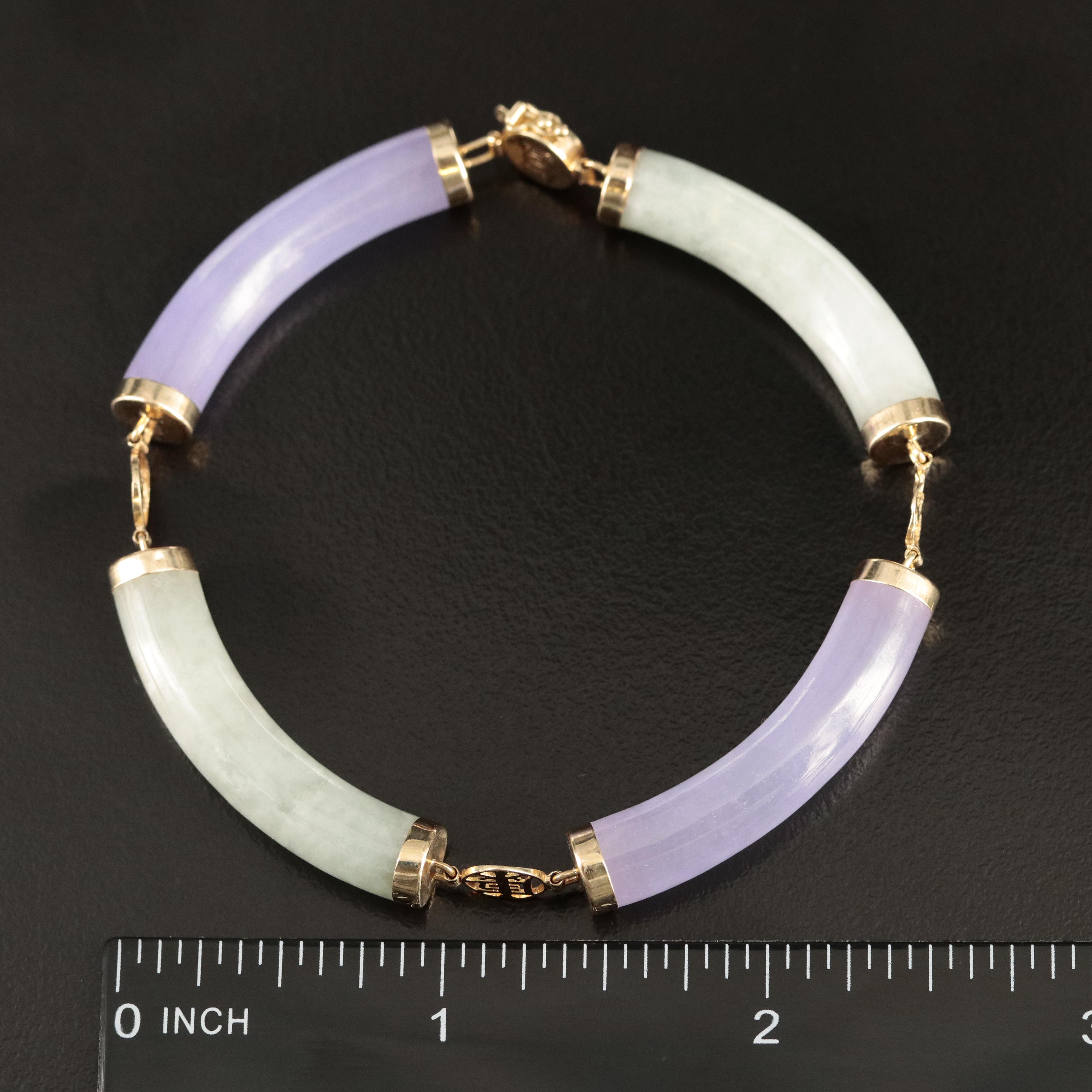 Chinese 14K Jadeite and Chinese Character Bracelet