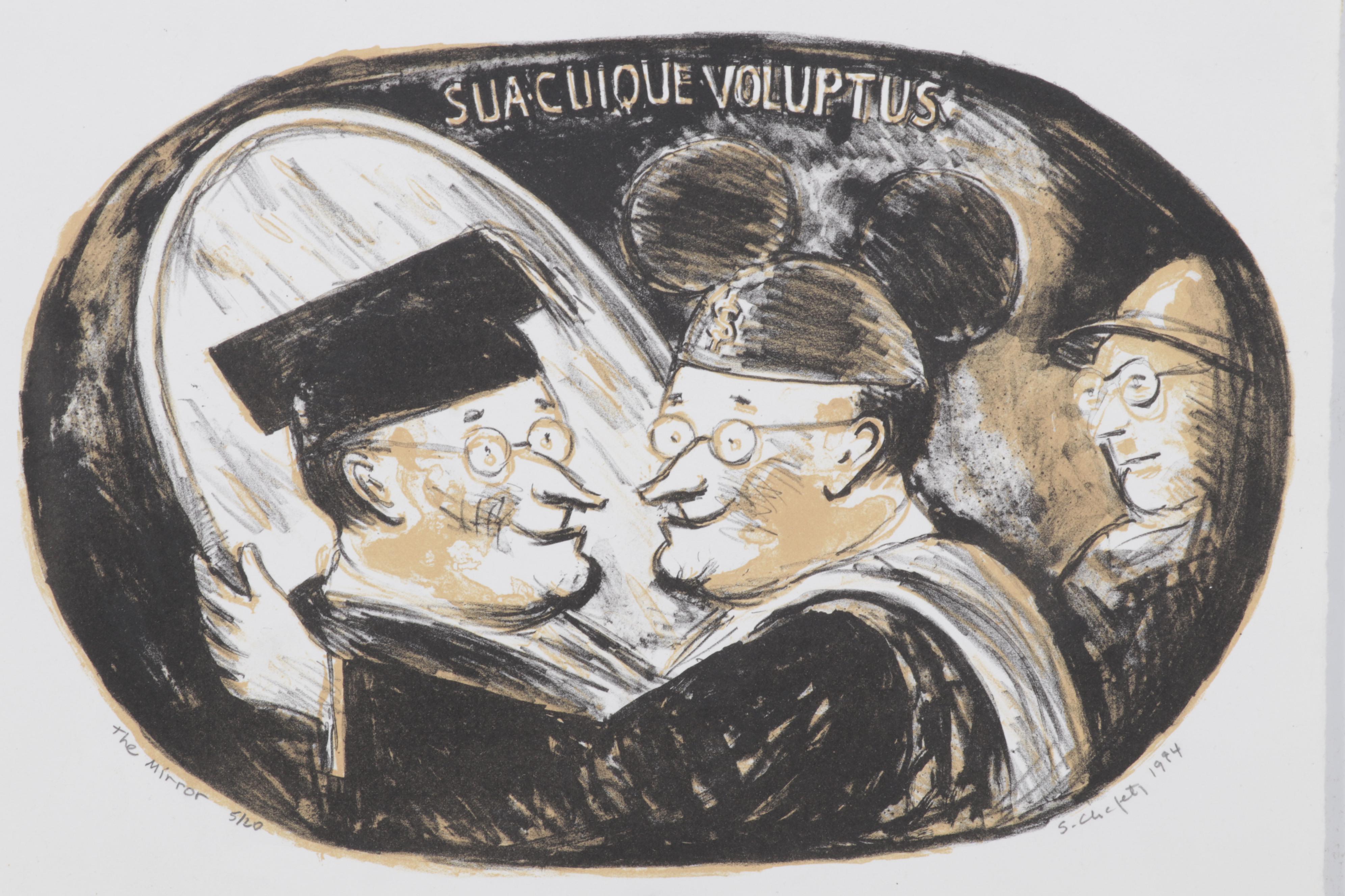 Sidney Chafetz Color Lithograph "The Mirror," 1994