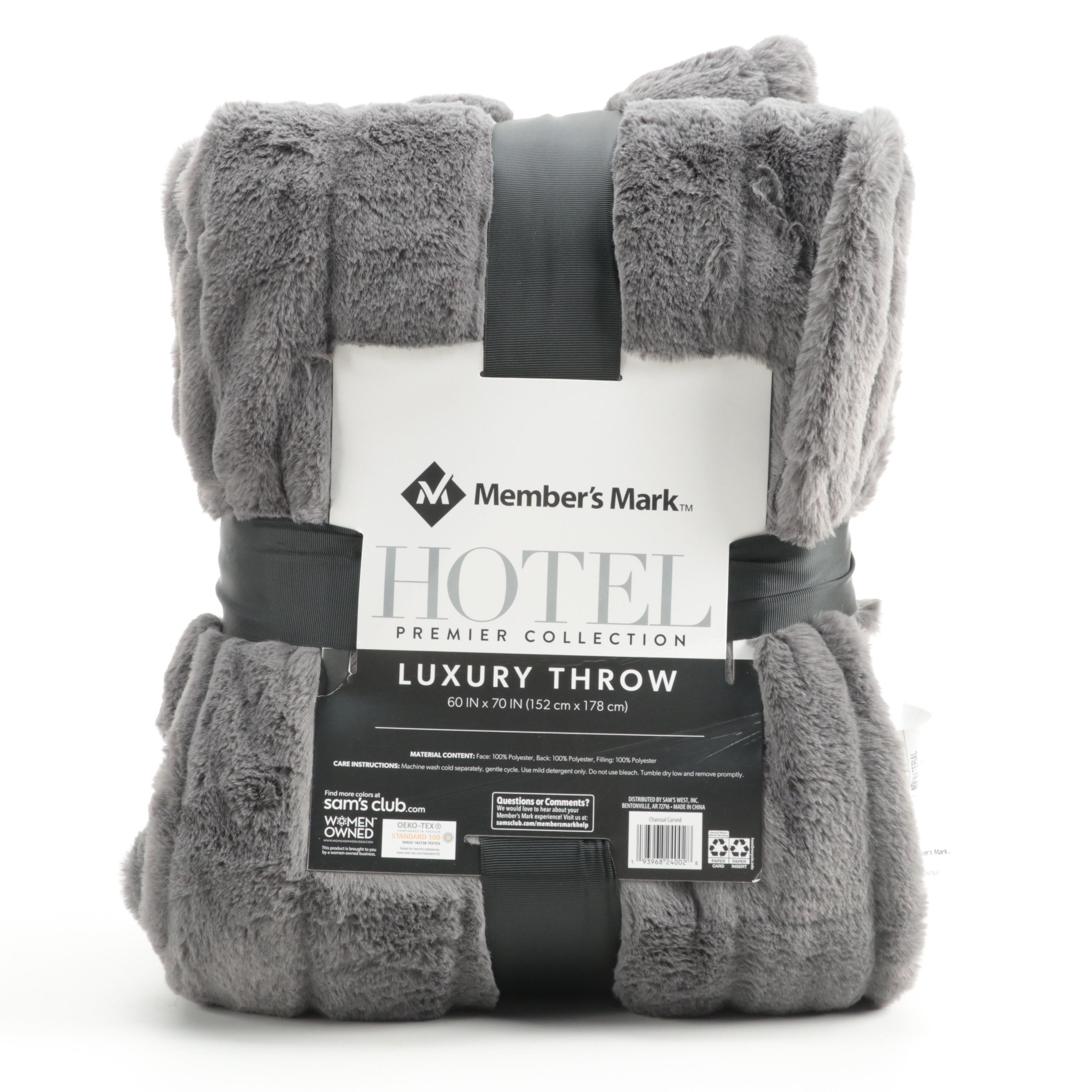 Member's Mark Hotel Premier Collection Luxury Throw in Carved Charcoal
