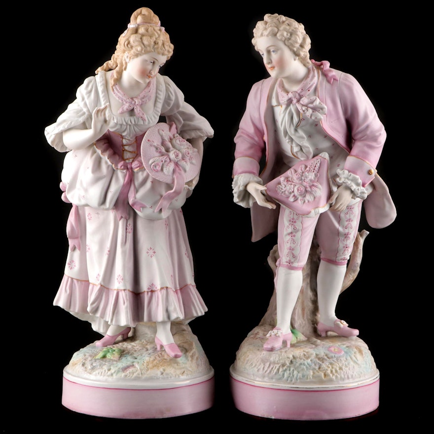 German Victorian Bisque Courting Couple Figures