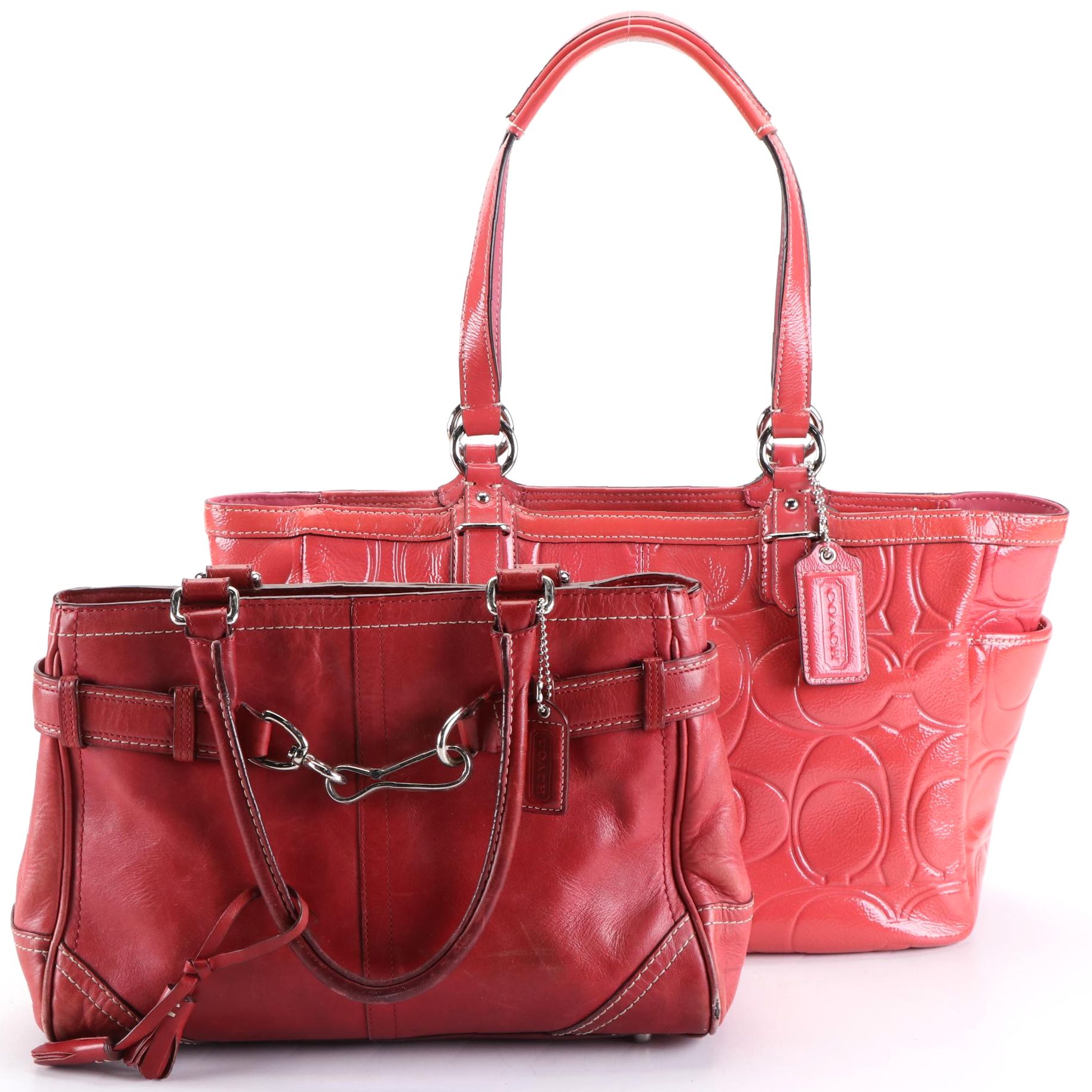 Coach Tote Bags in Signature Patent Leather and Leather