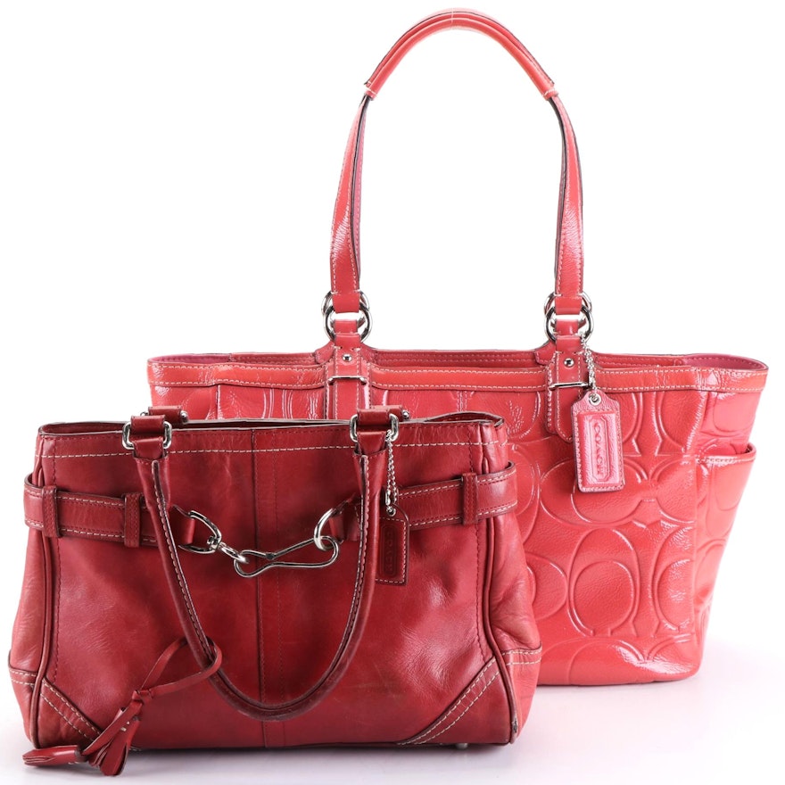 Coach Tote Bags in Signature Patent Leather and Leather