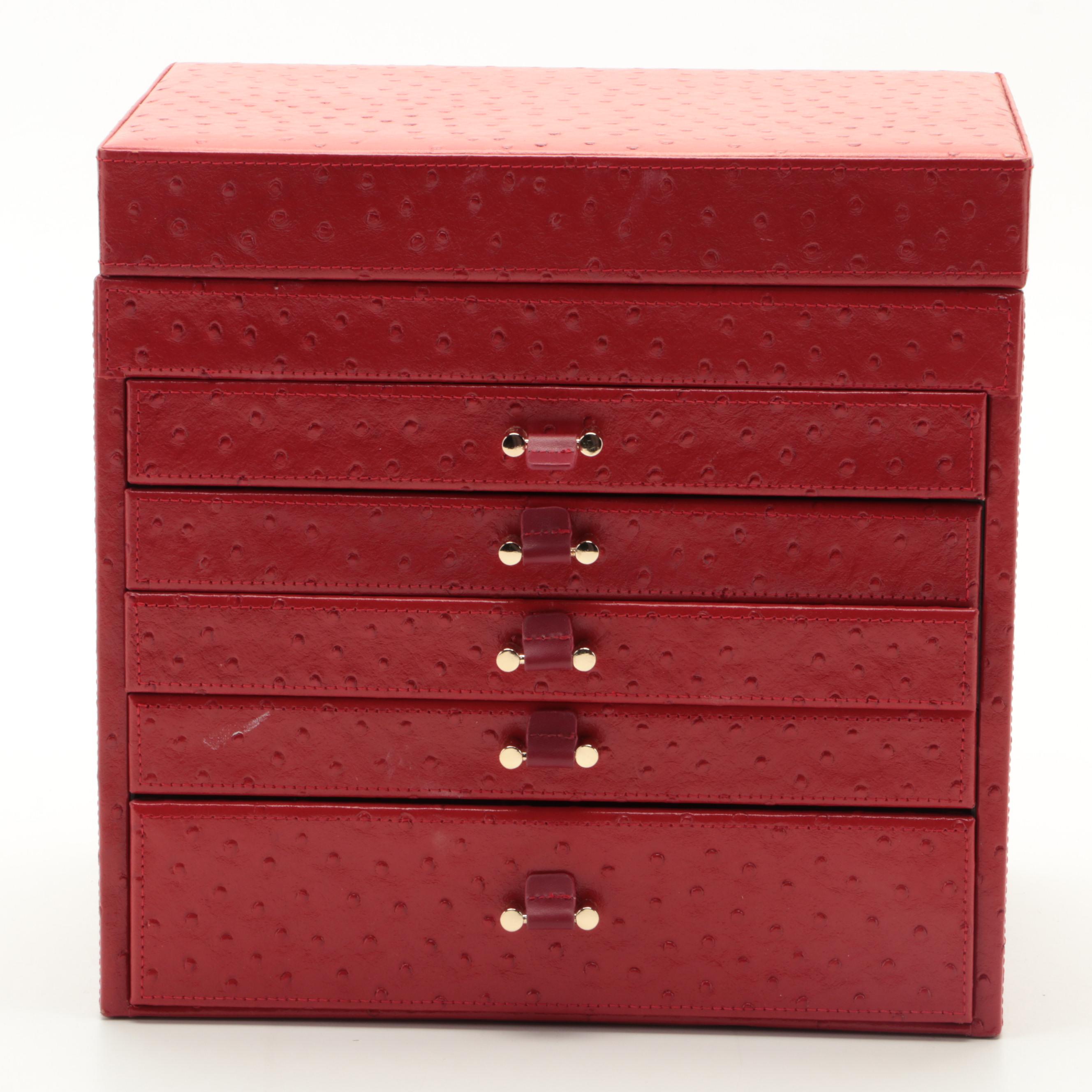 Bey-Berk Leather-Covered Jewelry Chest