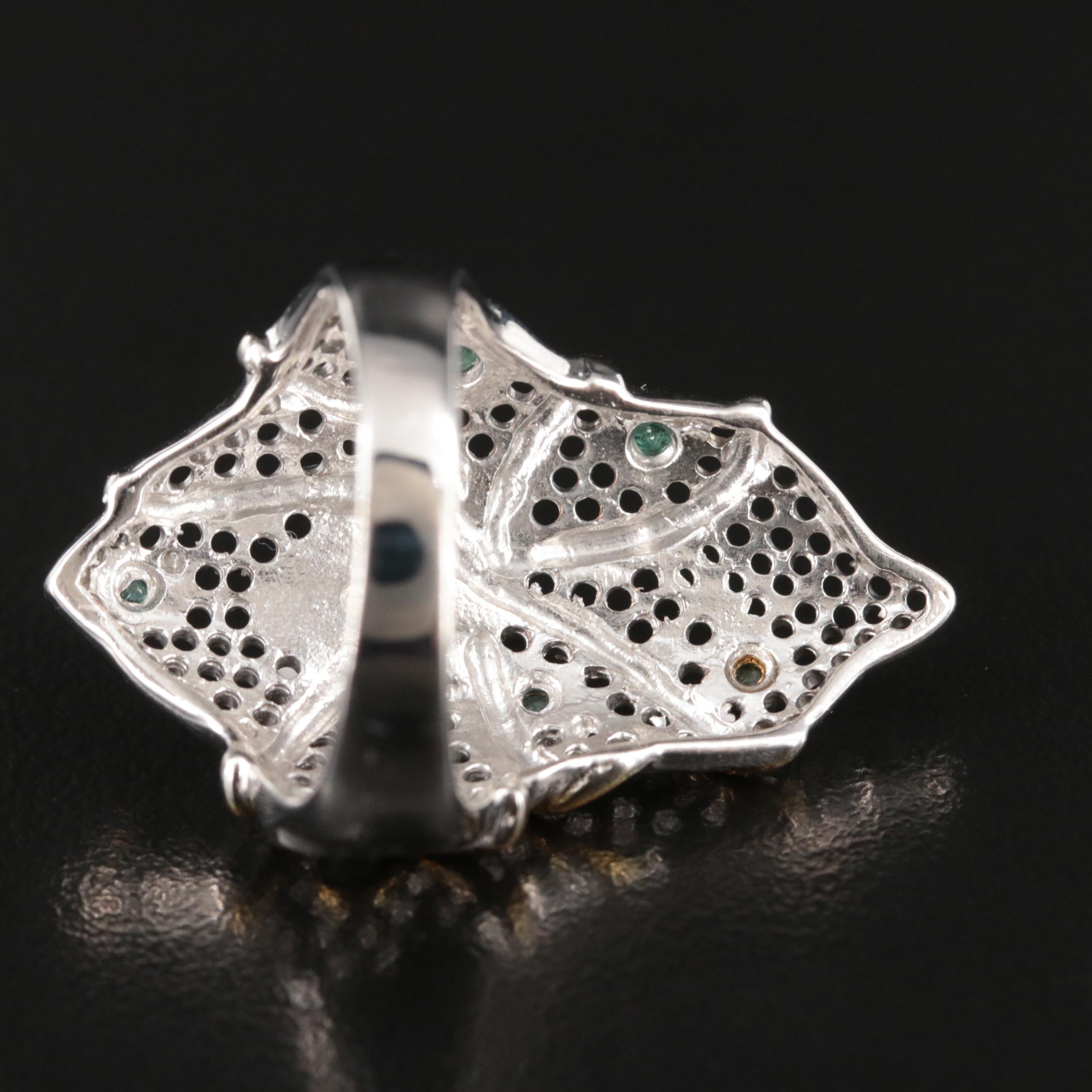 Sterling Pearl and Emerald Octopus Ring