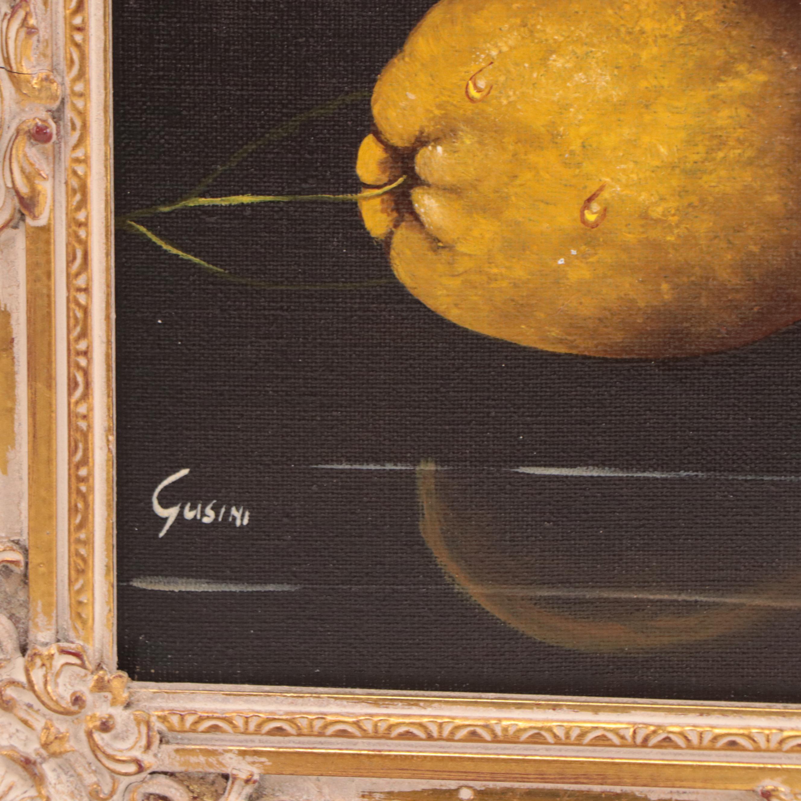 Antonio Gusini Oil Painting of Fruit Still Life