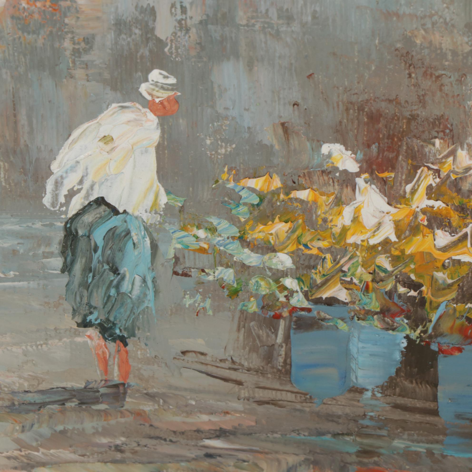 European City Street Oil Painting, 21st Century