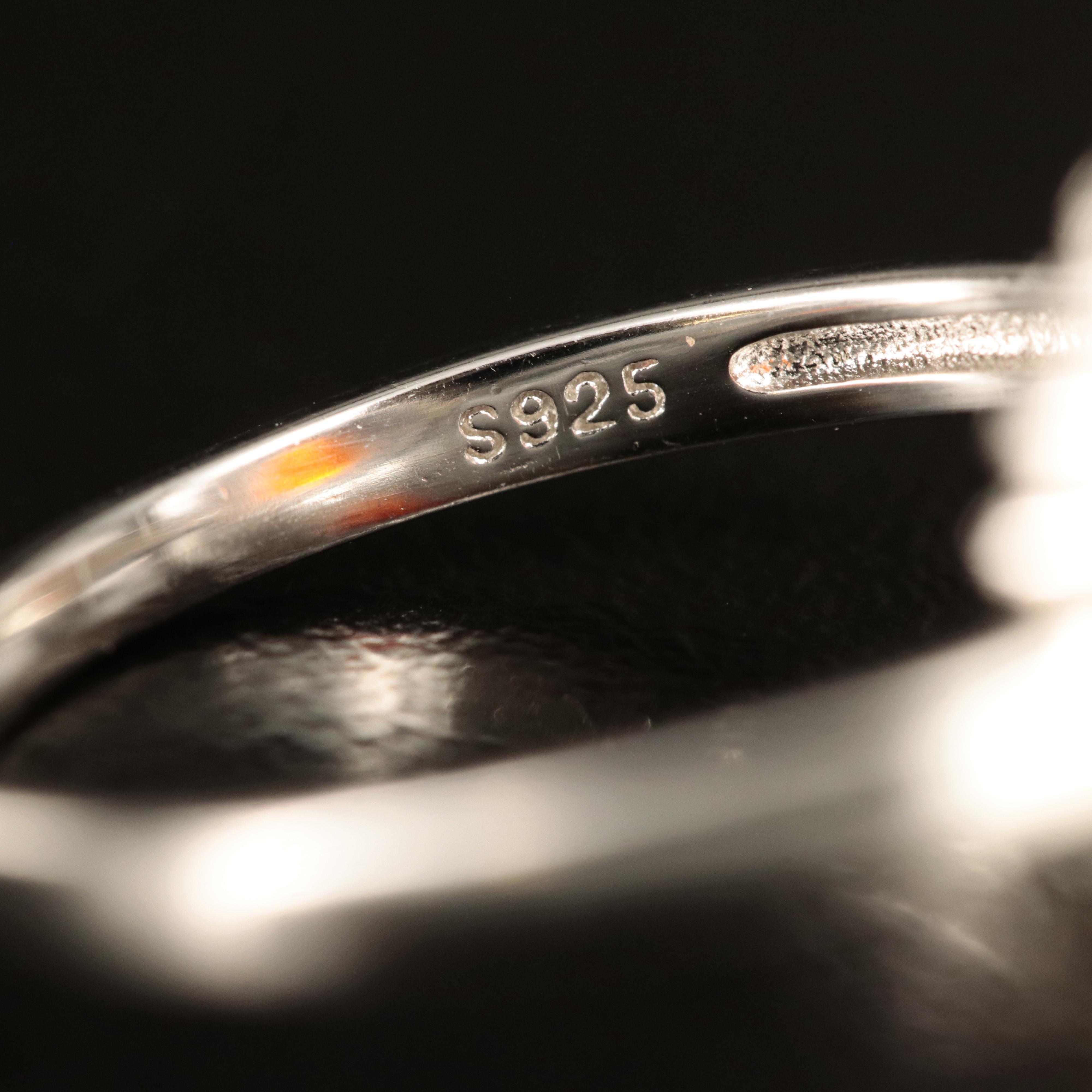 Sterling Fire Opal and Sapphire Ring