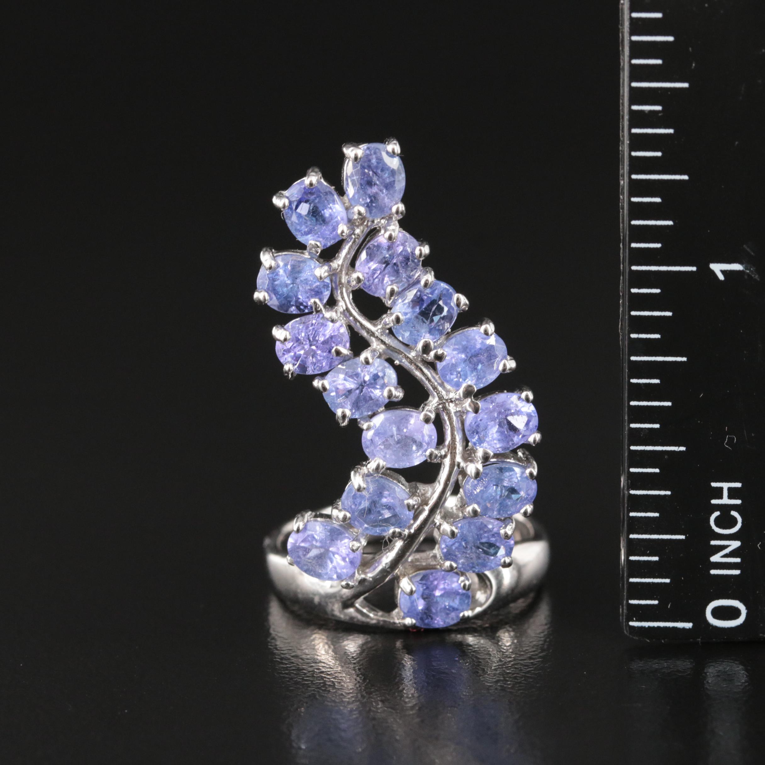 Sterling Tanzanite Foliate Ring