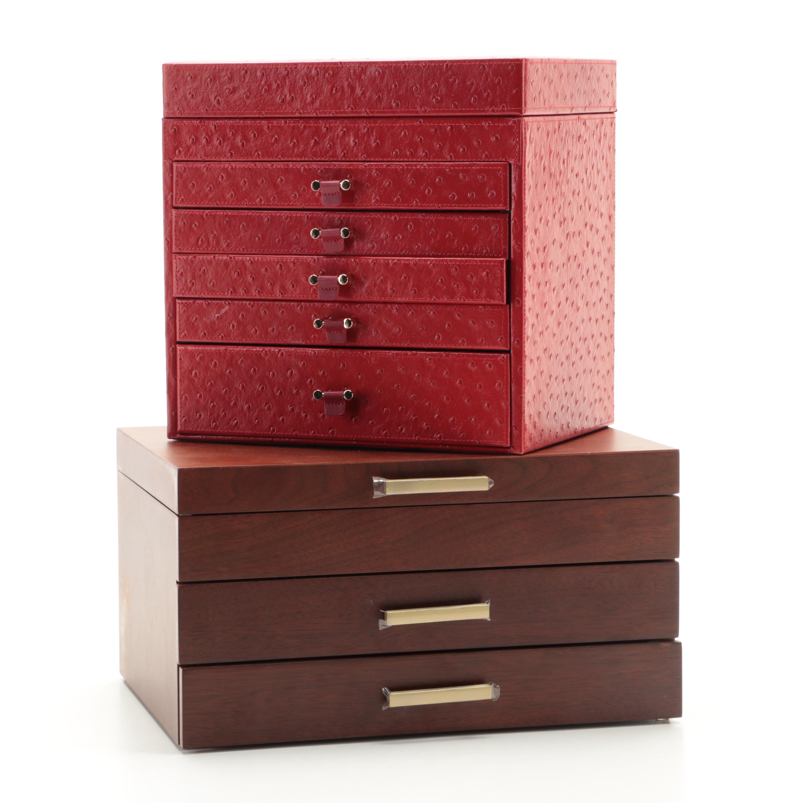 Bey-Berk Leather-Covered Jewelry Chest