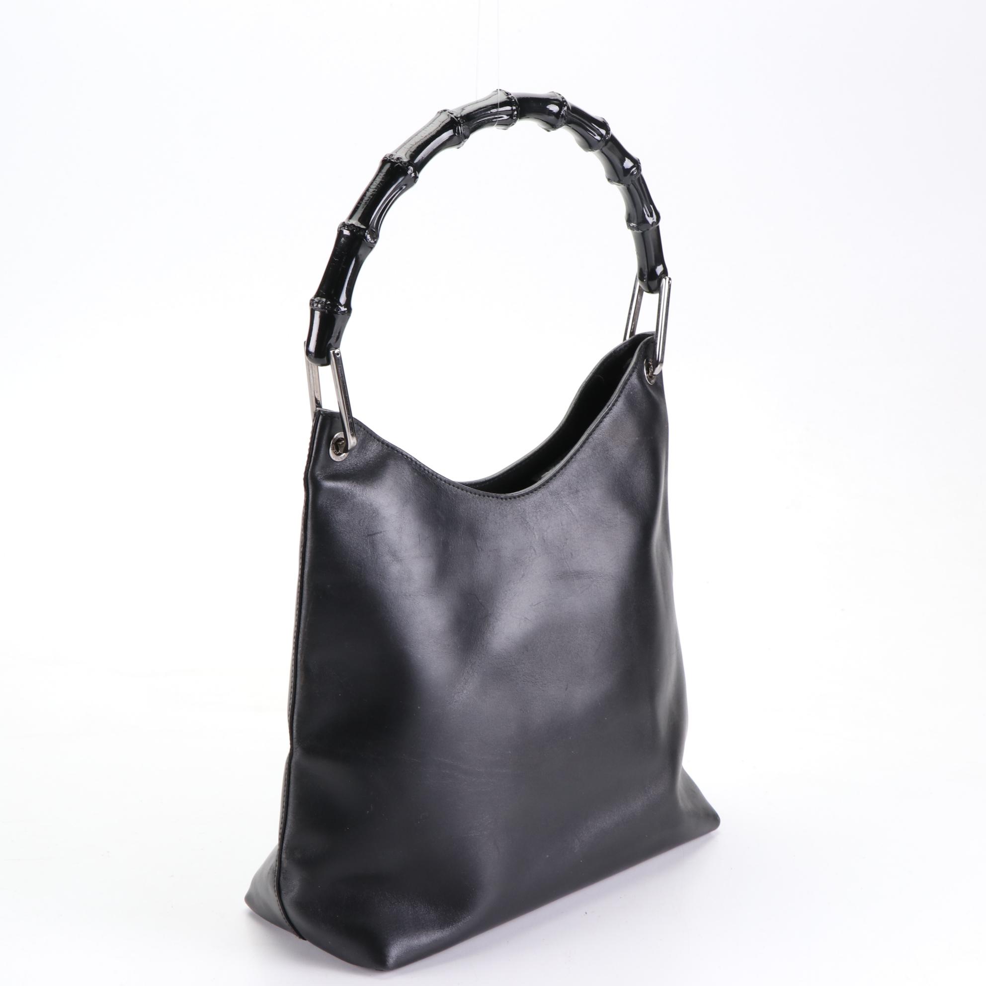 Gucci Leather Handbag with Bamboo Handle