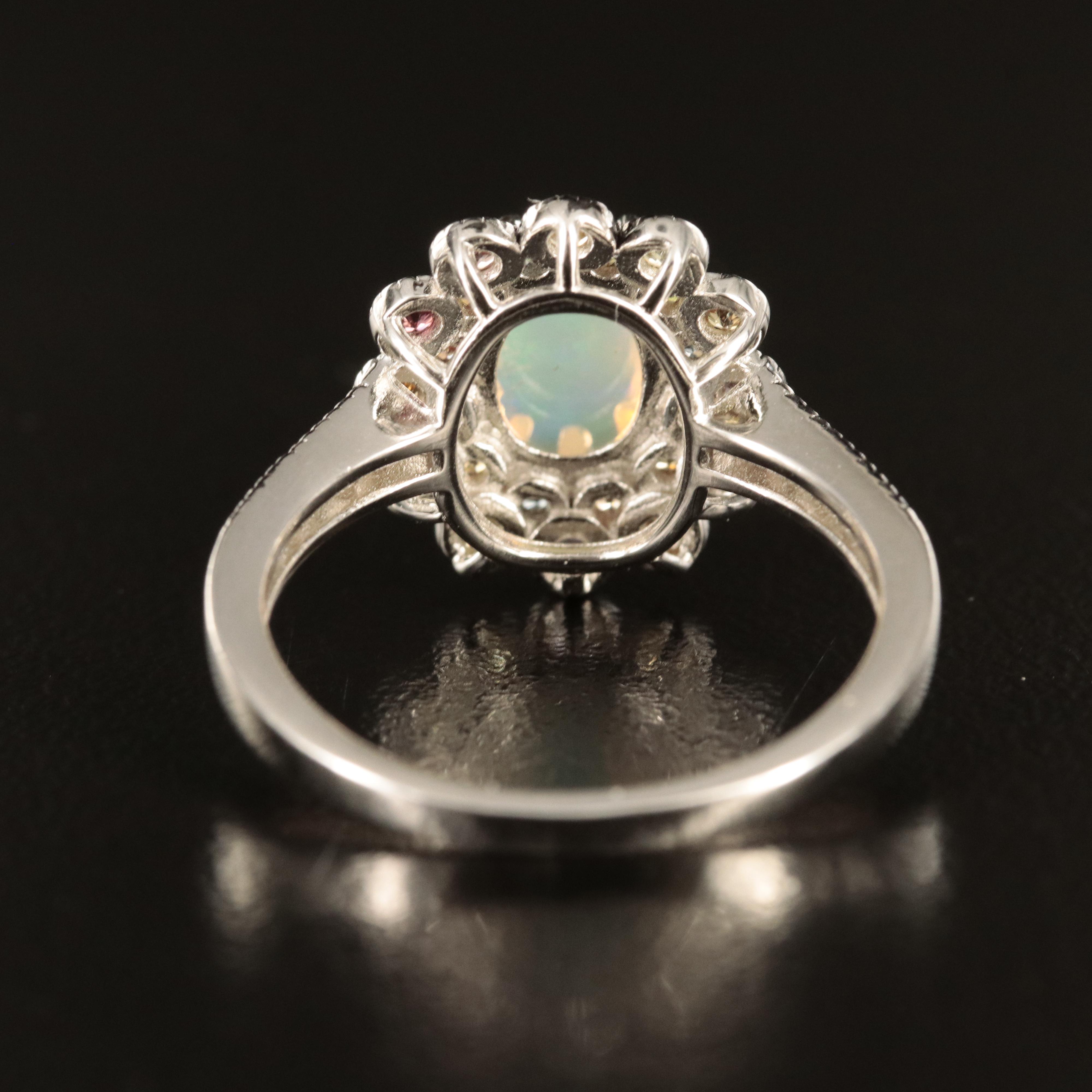 Sterling Opal and Sapphire Ring