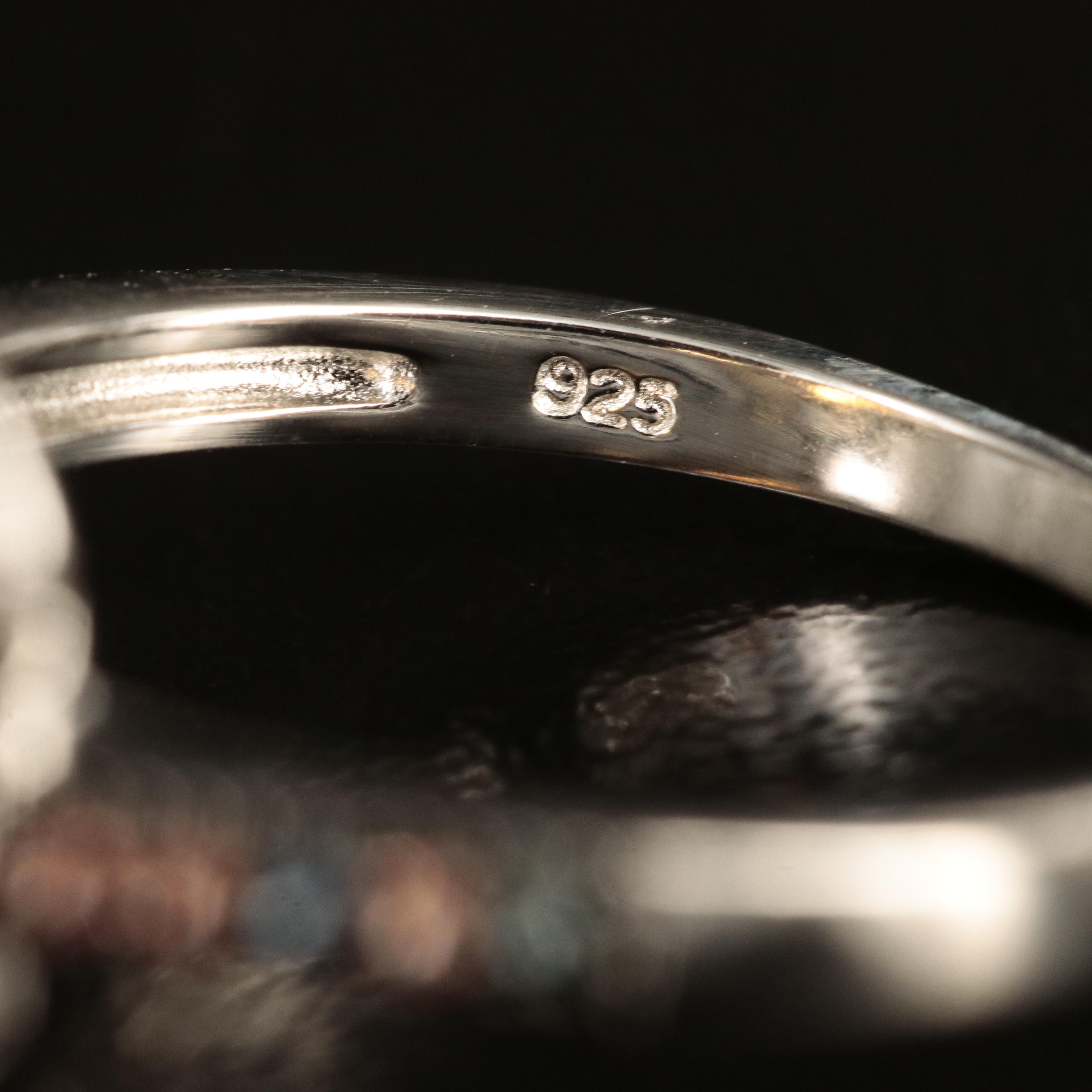 Sterling Opal and Sapphire Ring