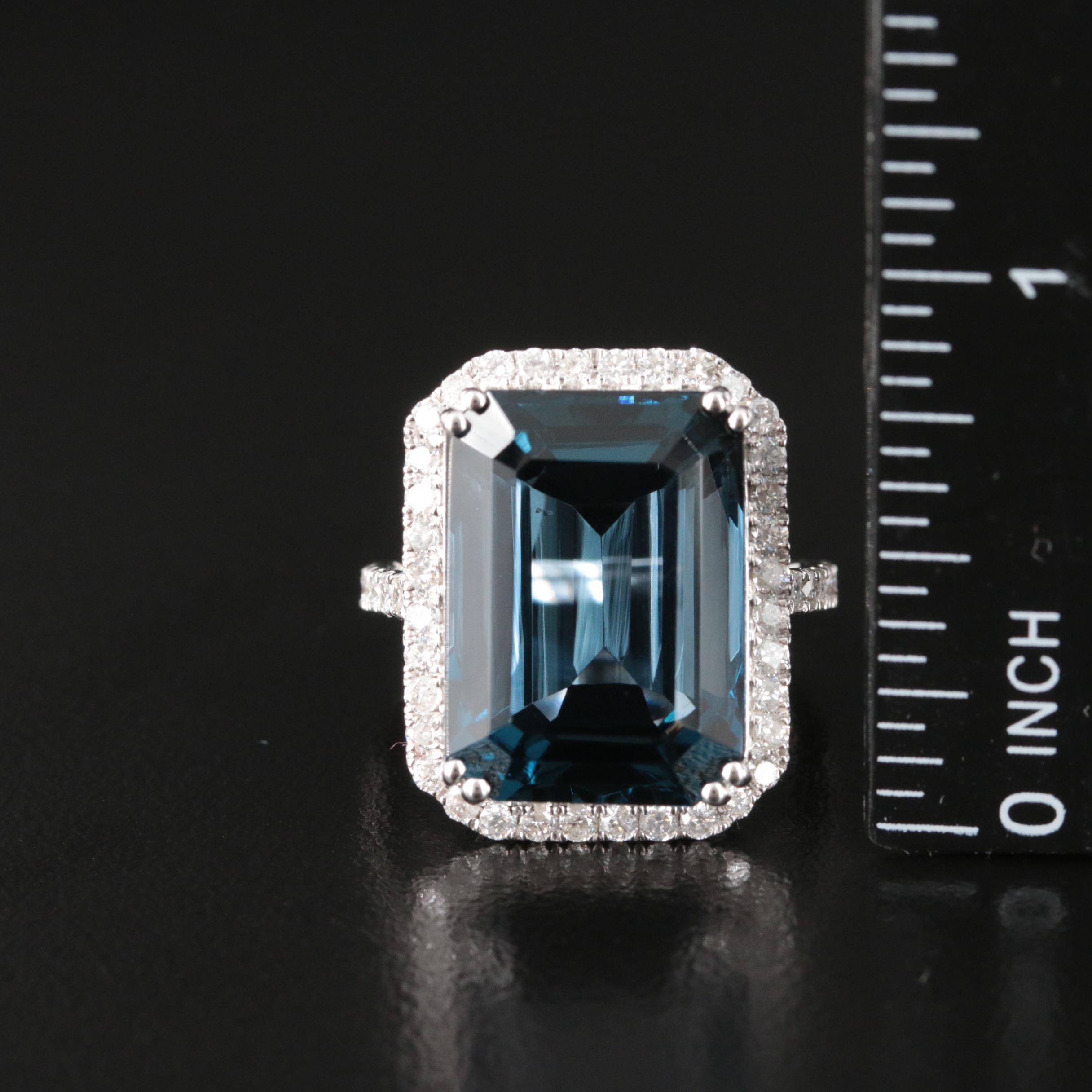 14K 21.18 CT London Blue Topaz and 1.06 CTW Diamond Ring