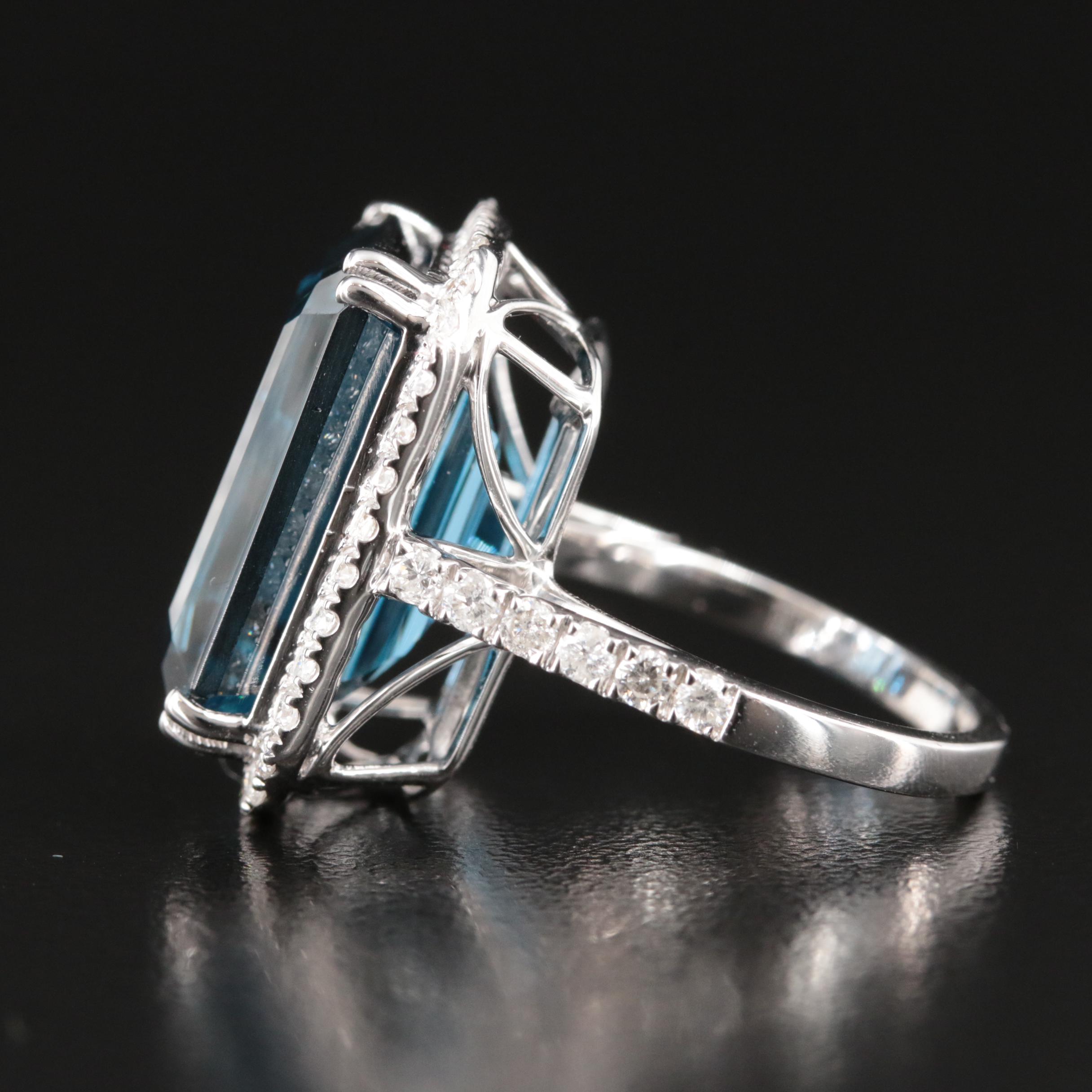14K 21.18 CT London Blue Topaz and 1.06 CTW Diamond Ring