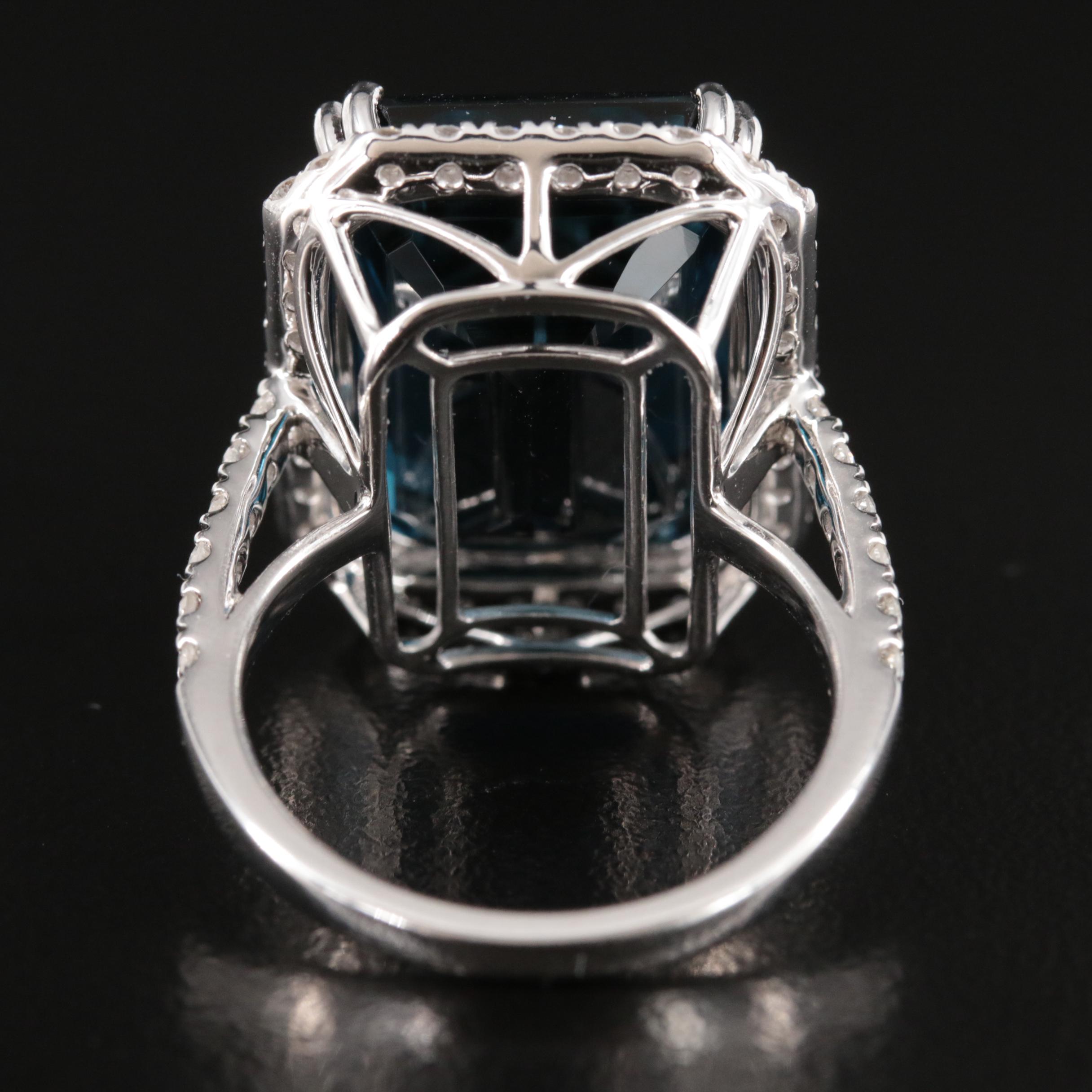14K 21.18 CT London Blue Topaz and 1.06 CTW Diamond Ring