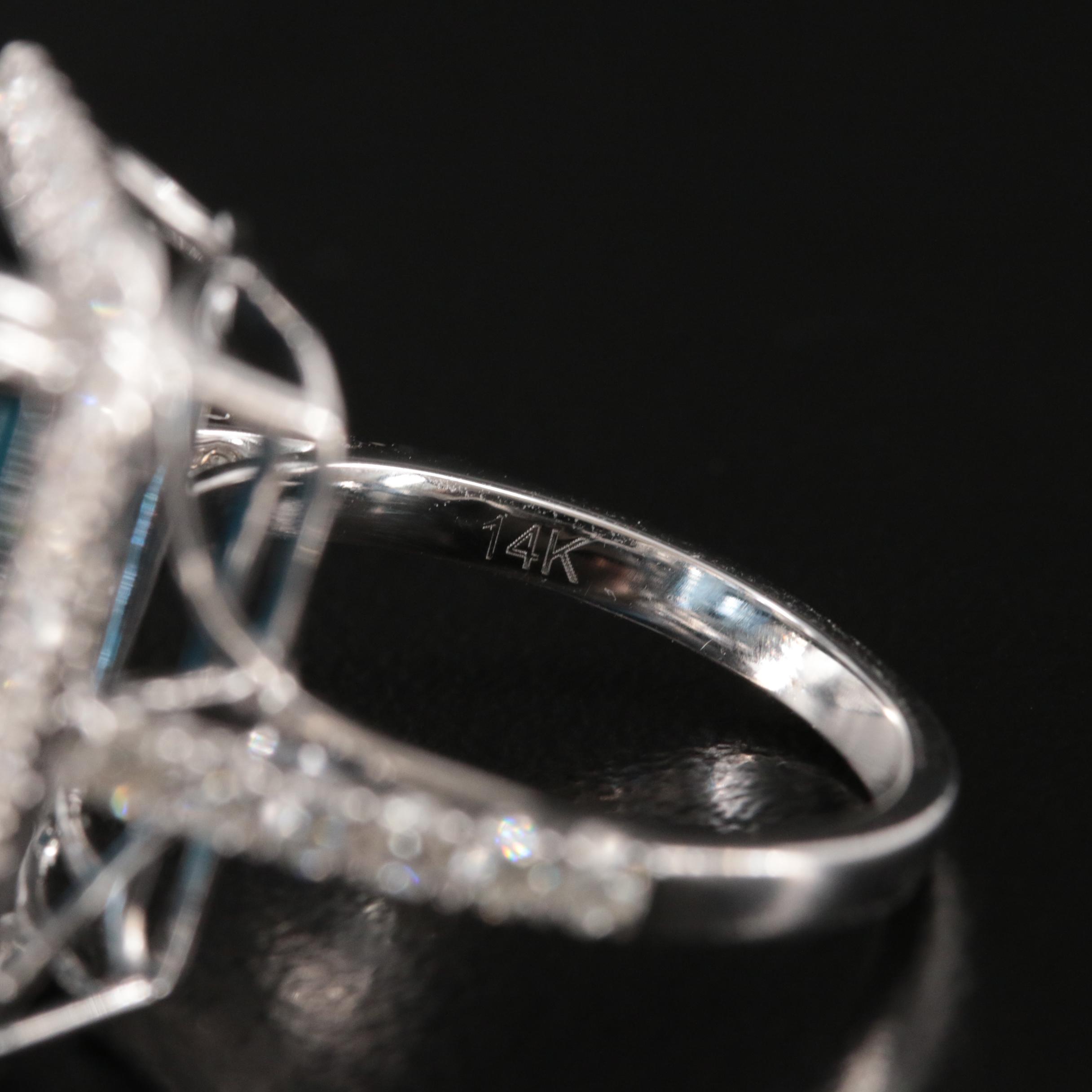 14K 21.18 CT London Blue Topaz and 1.06 CTW Diamond Ring