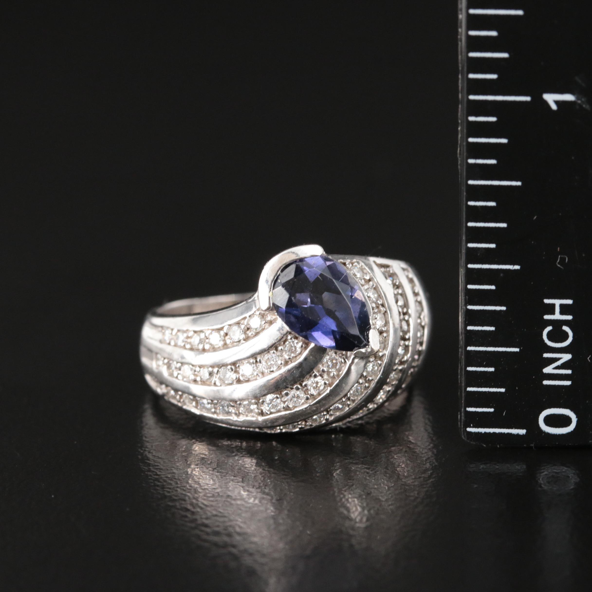 14K Iolite and Diamond Ring