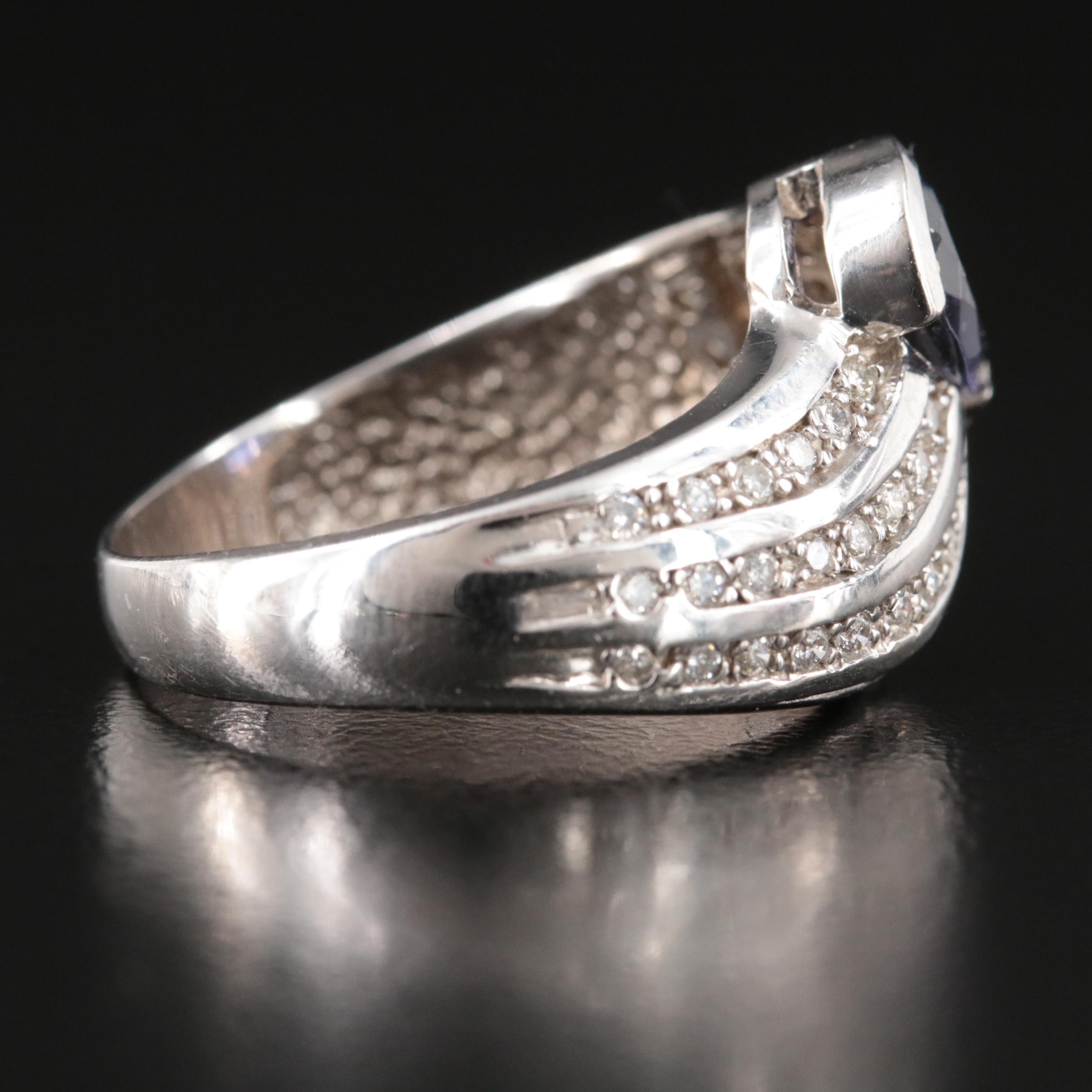 14K Iolite and Diamond Ring