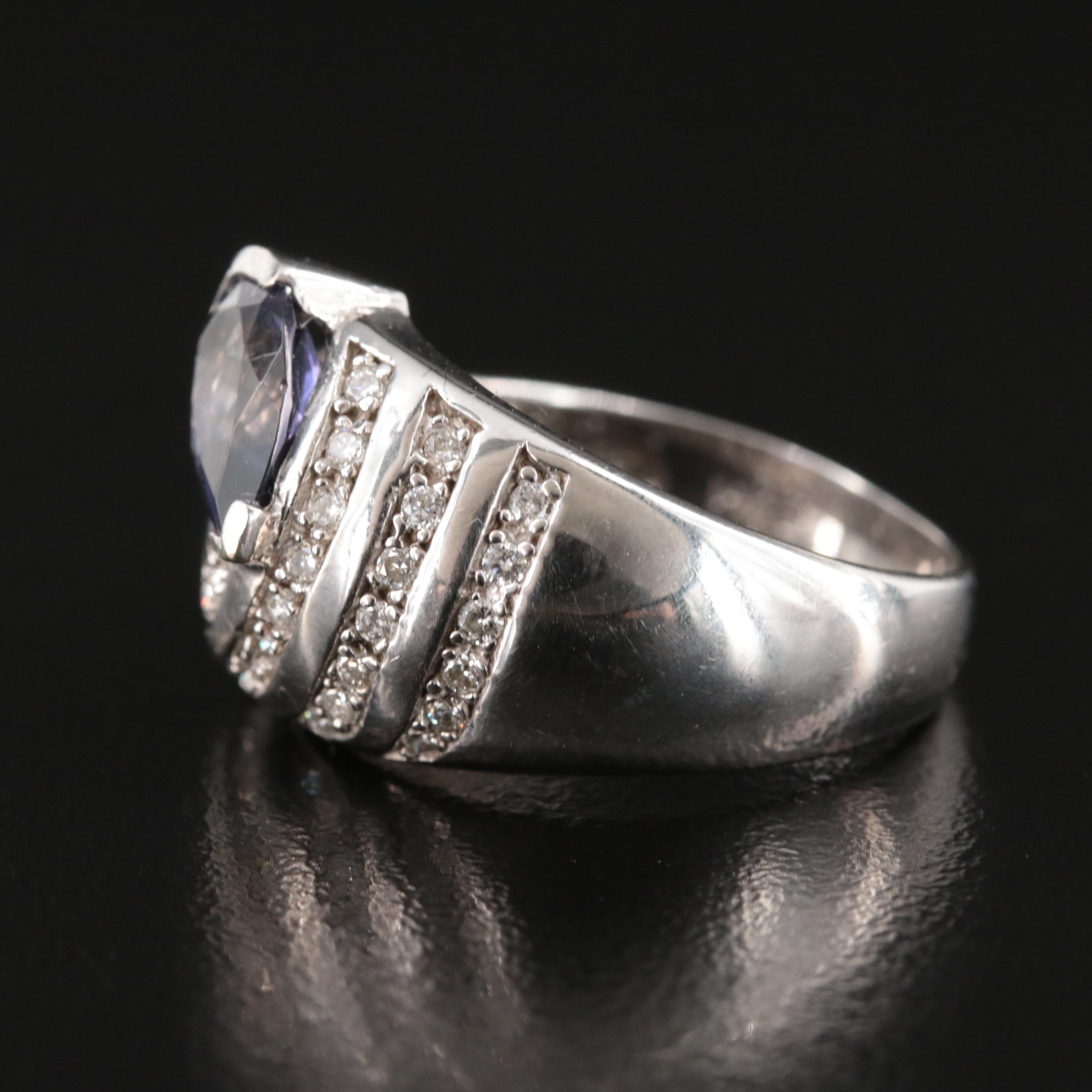 14K Iolite and Diamond Ring