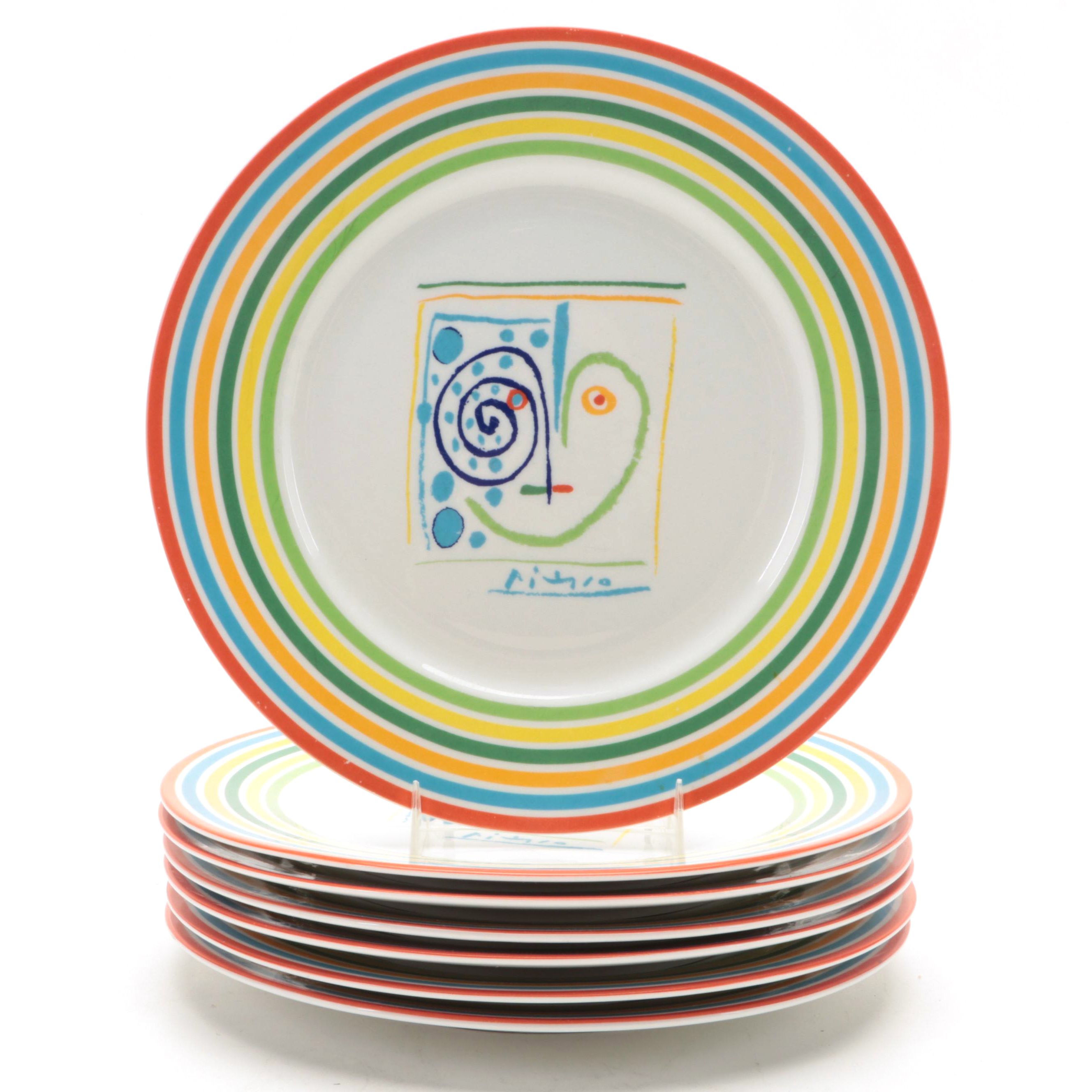 MMI China "Picasso Succession" Crayon Heart Collection Dinner Plates