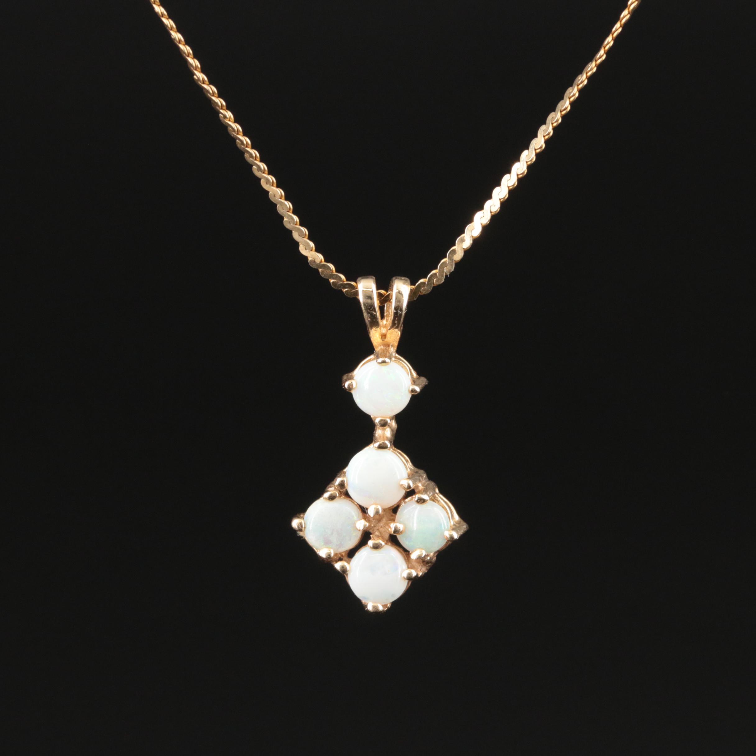14K Opal Pendant Necklace