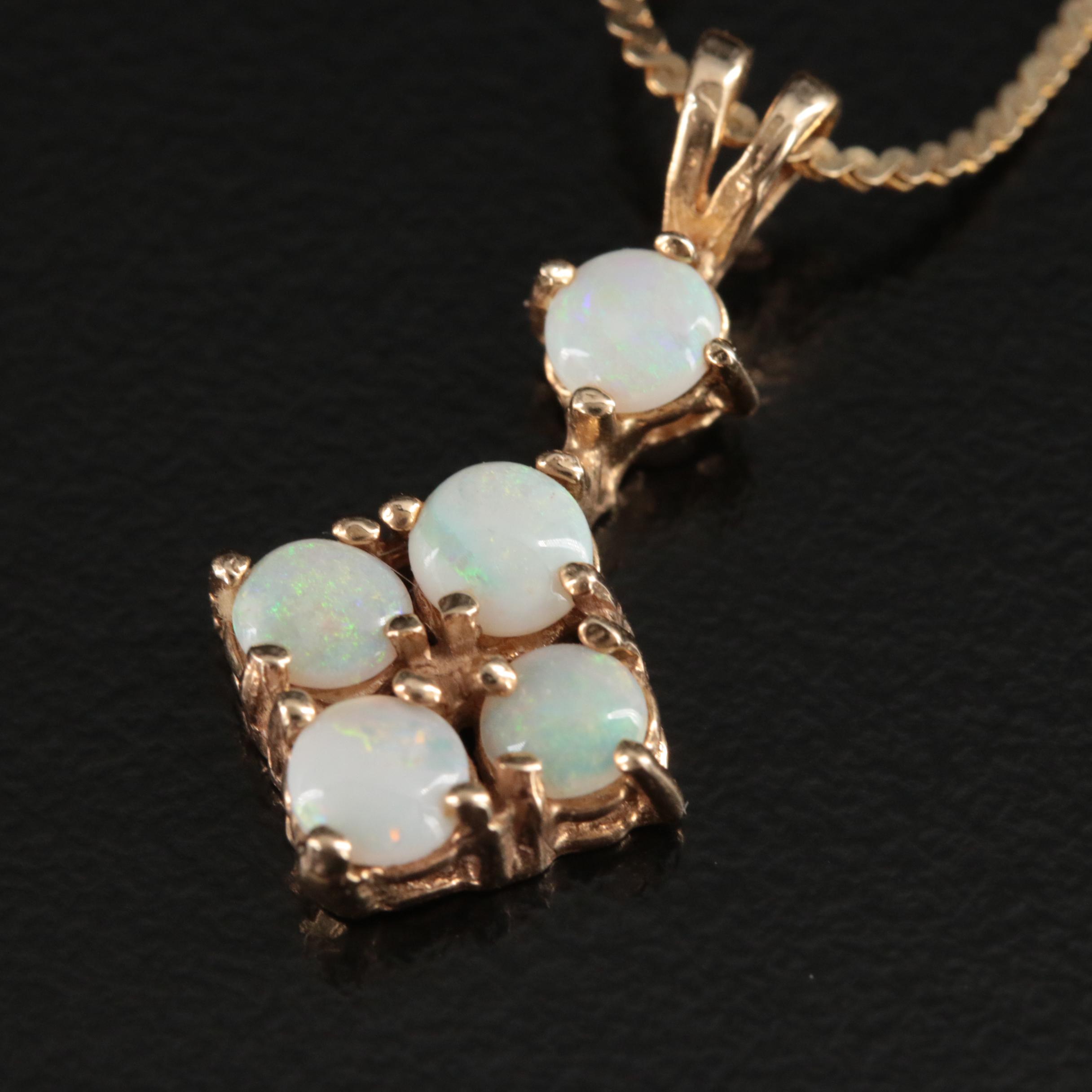 14K Opal Pendant Necklace