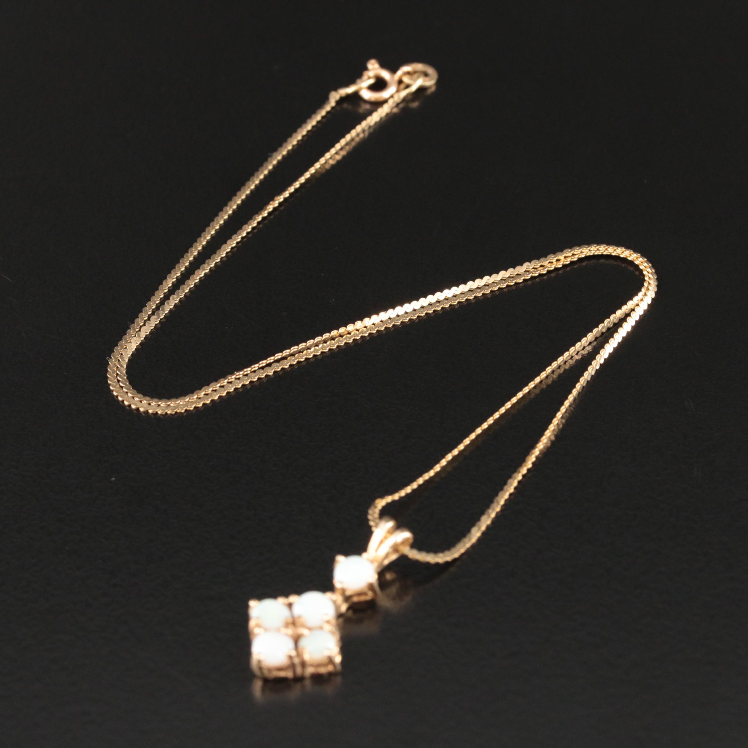 14K Opal Pendant Necklace