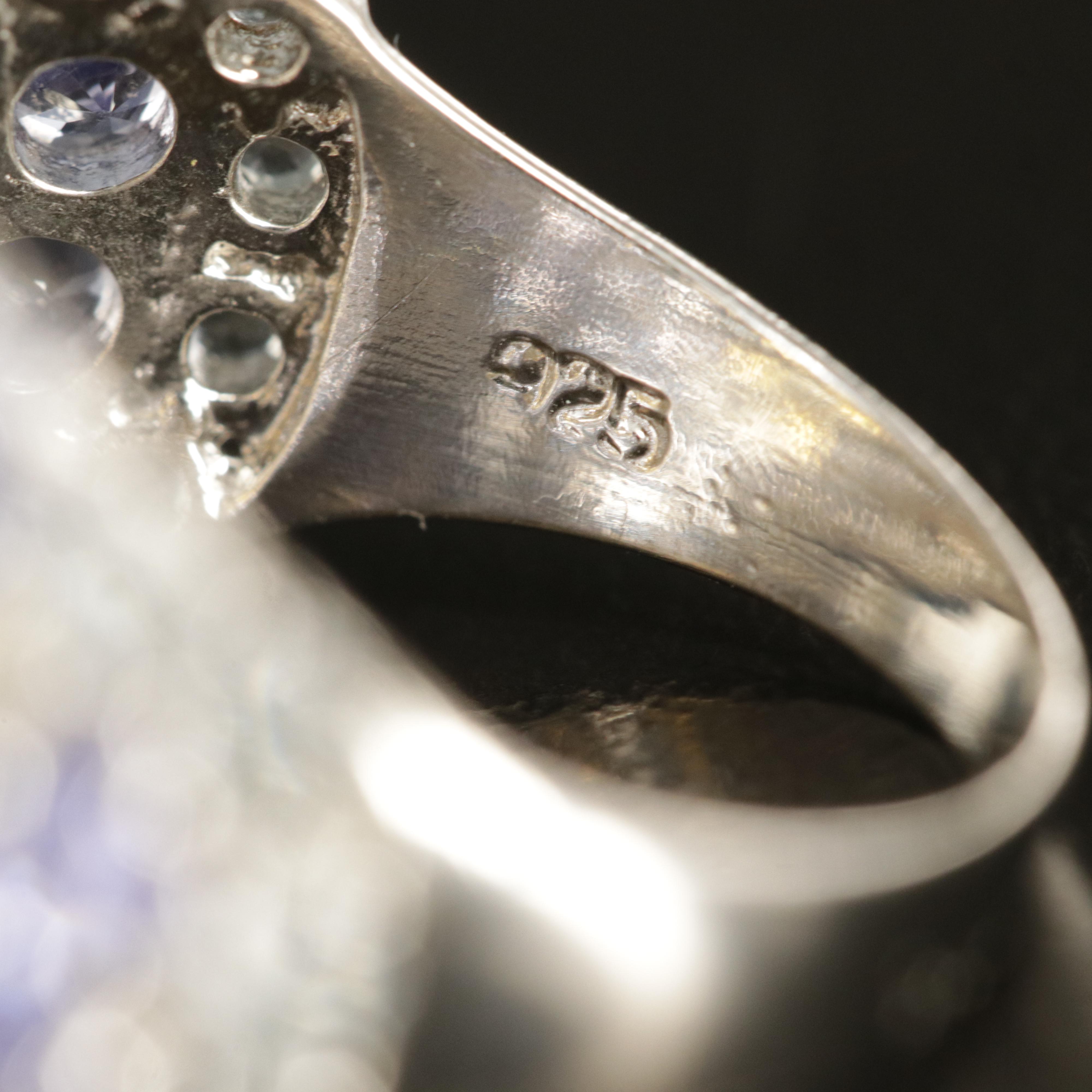 Sterling Tanzanite and Citrine Domed Flower Ring