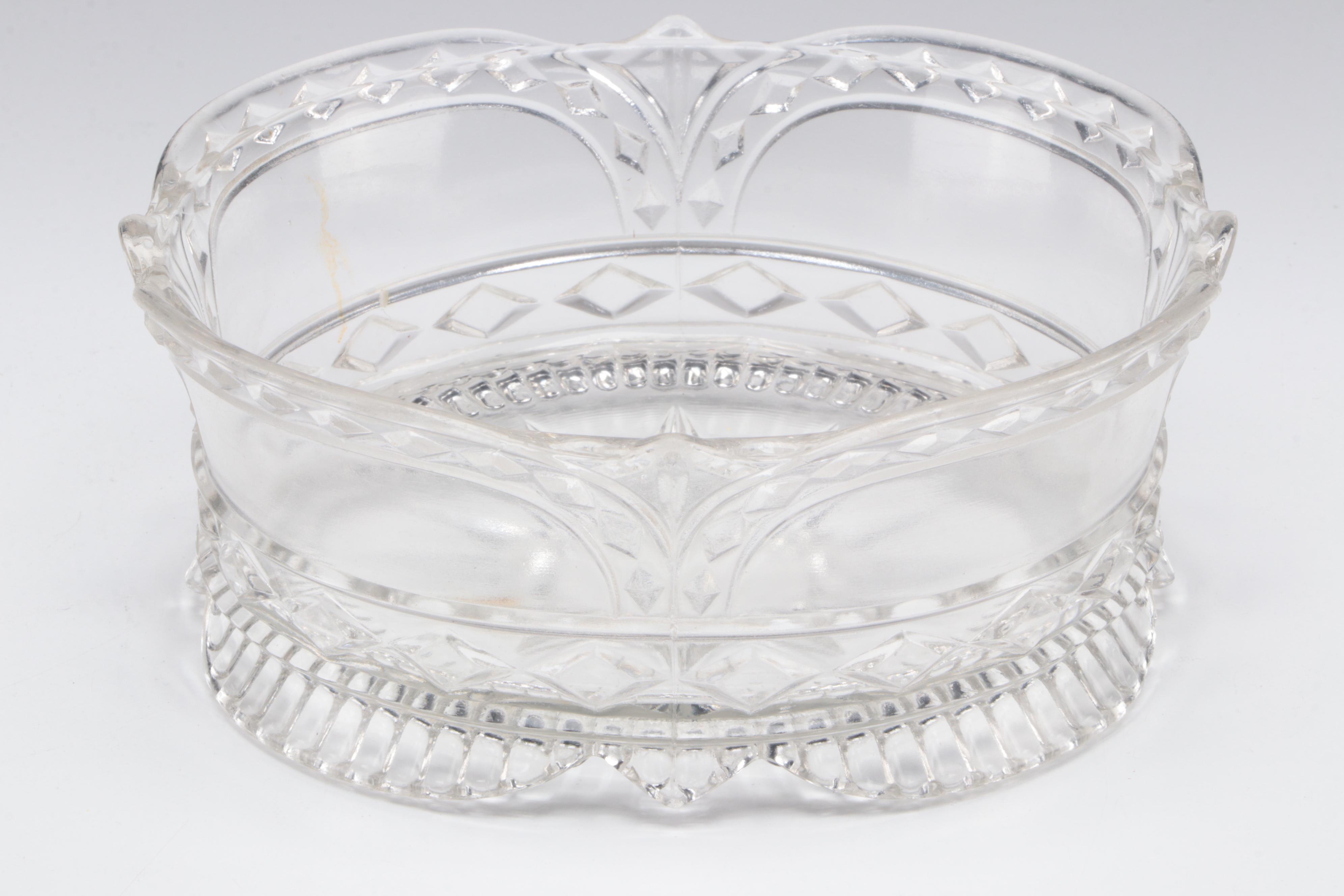 Cut Glass Basketweave Pitcher and Other Glass Tableware, Early to Mid-20th C.