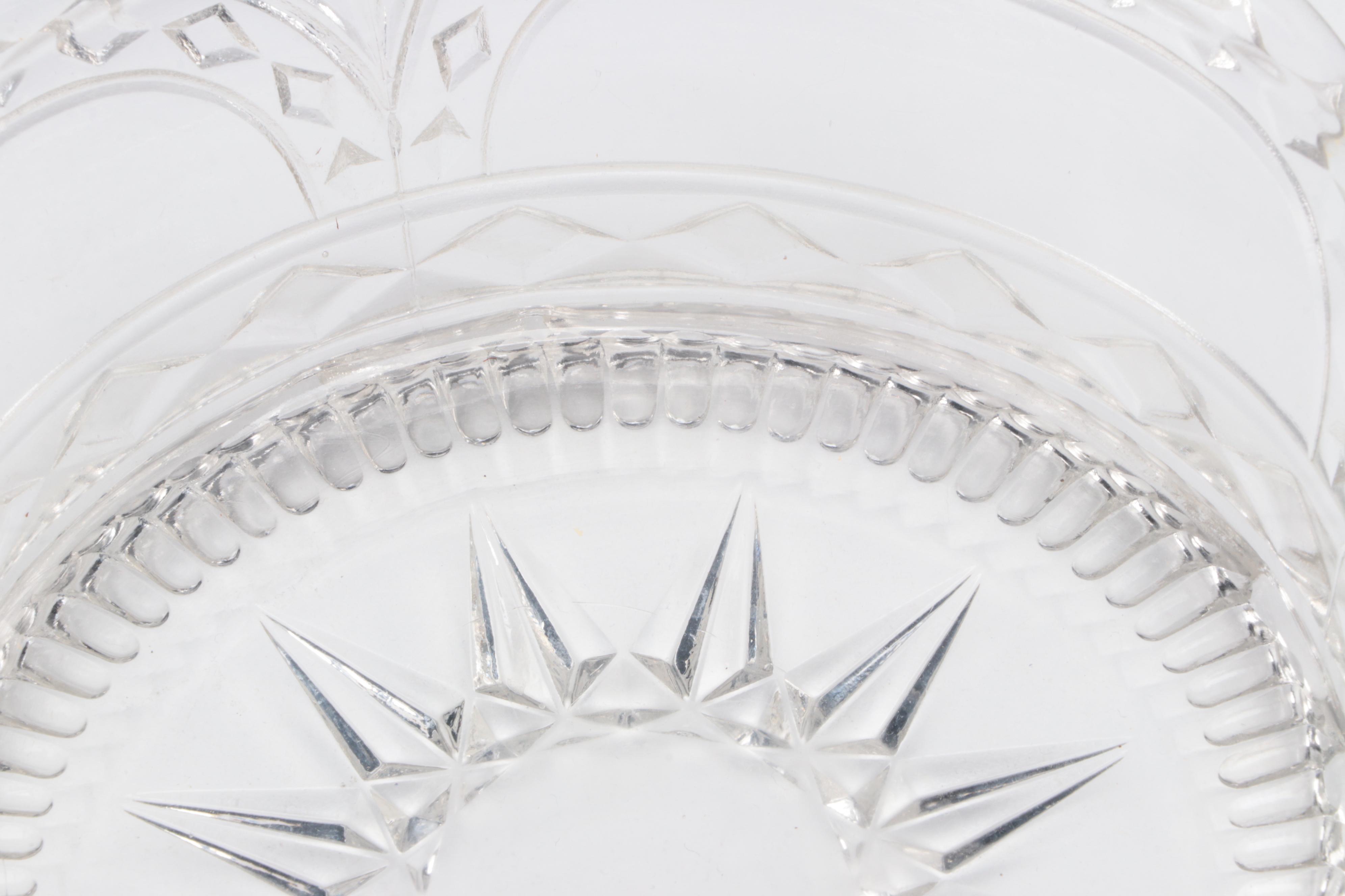 Cut Glass Basketweave Pitcher and Other Glass Tableware, Early to Mid-20th C.