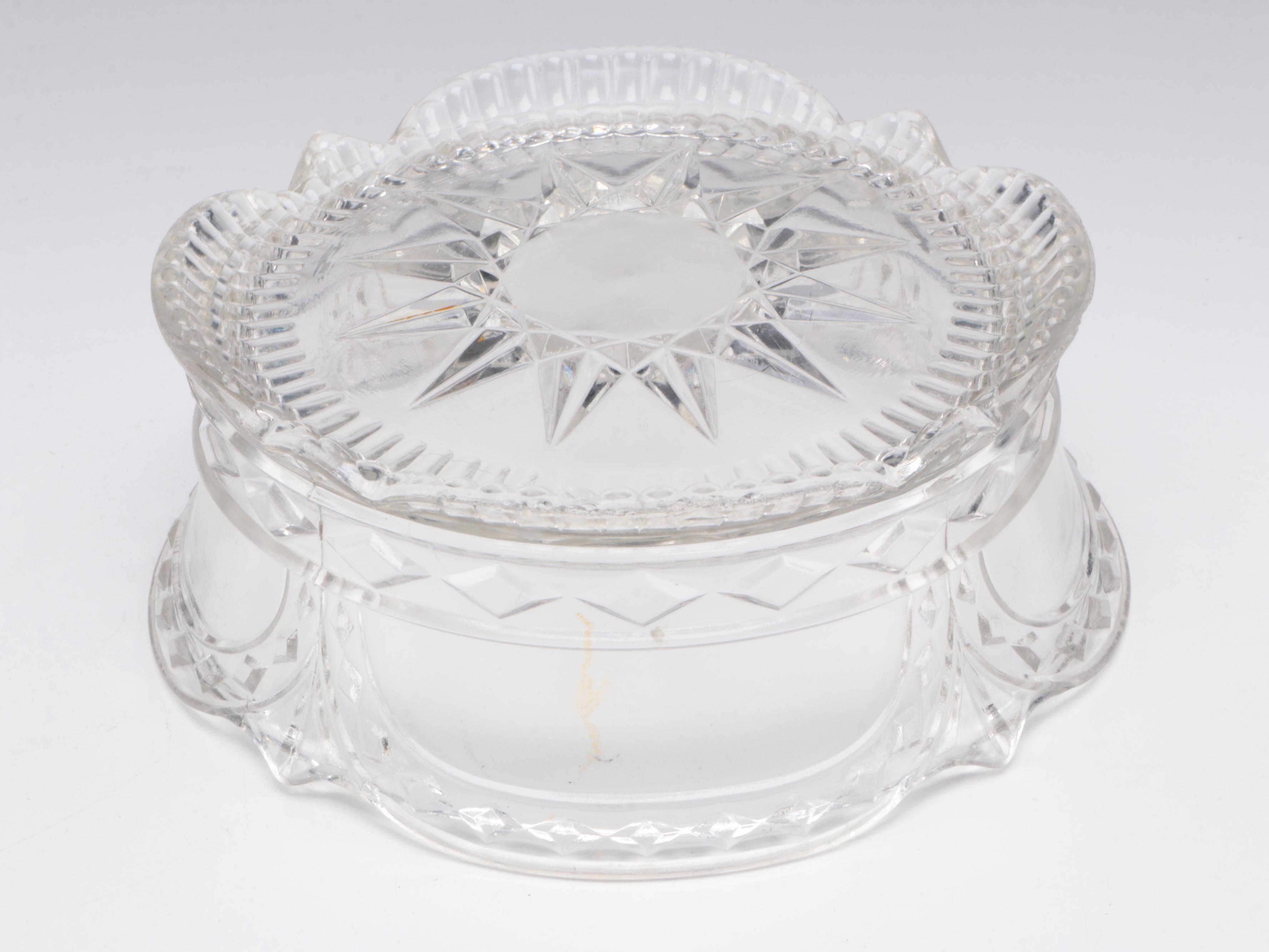 Cut Glass Basketweave Pitcher and Other Glass Tableware, Early to Mid-20th C.