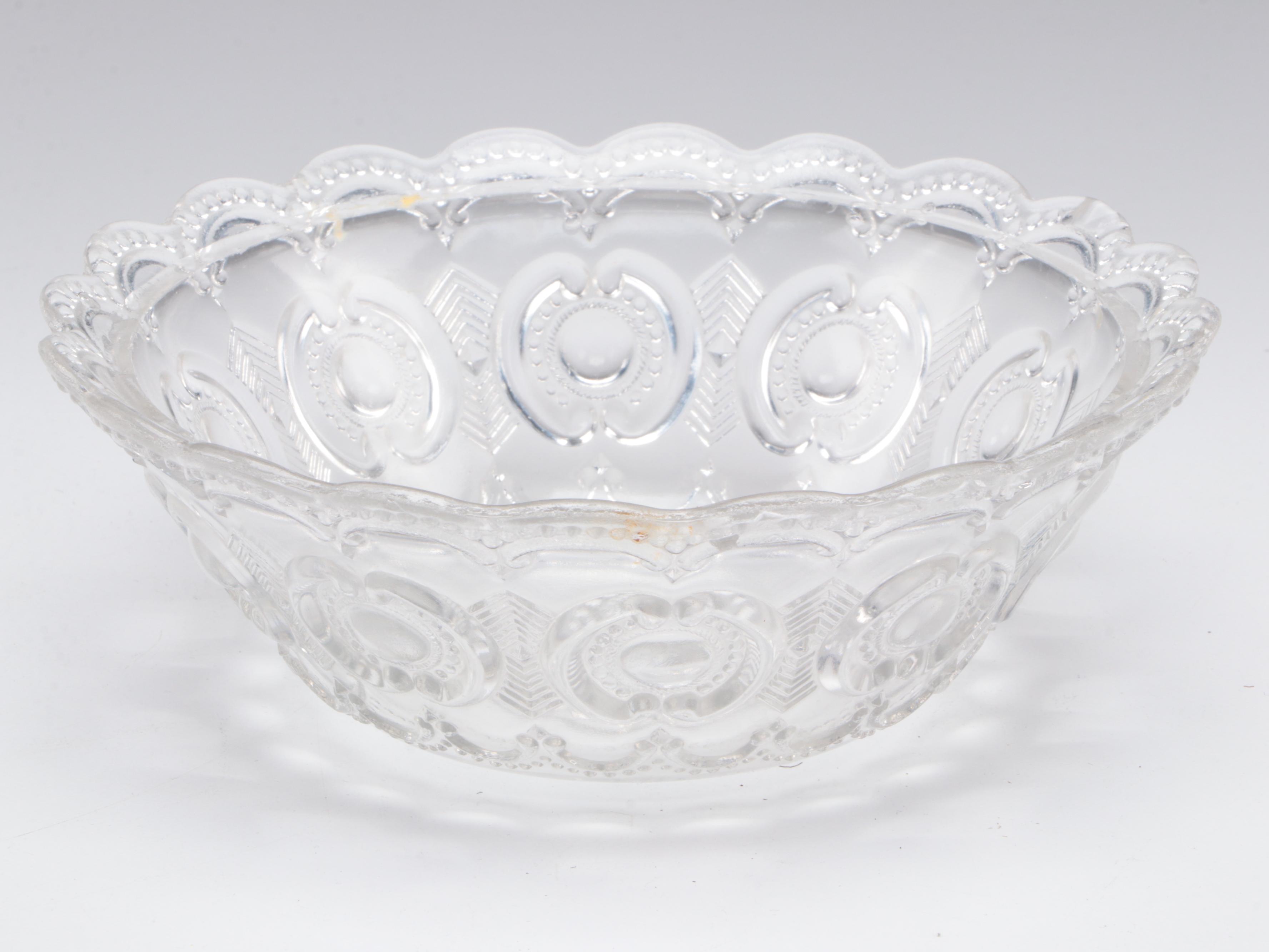 Cut Glass Basketweave Pitcher and Other Glass Tableware, Early to Mid-20th C.