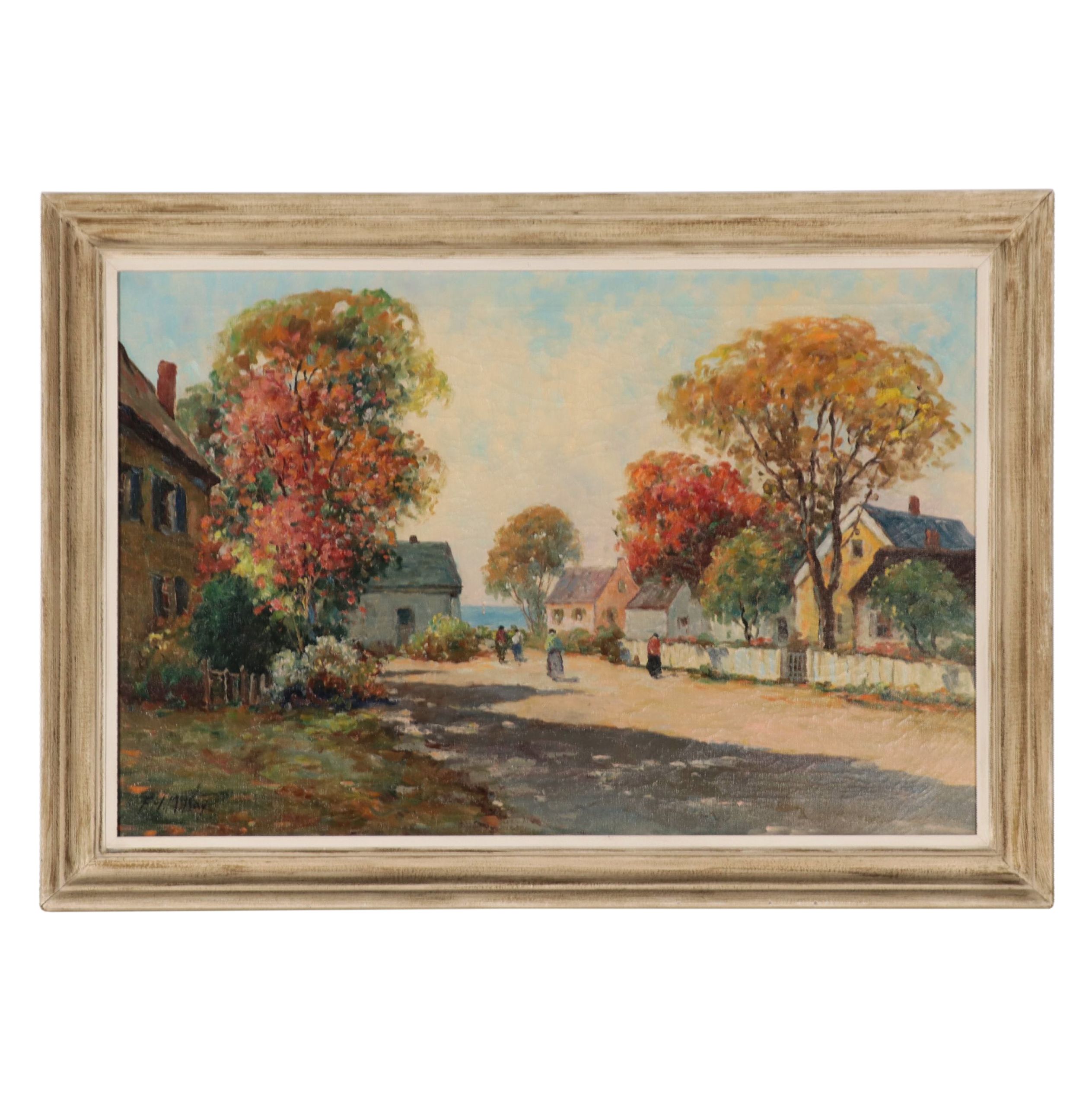 F. H. McKay Coastal Town Oil Painting "Autumn in the Village"