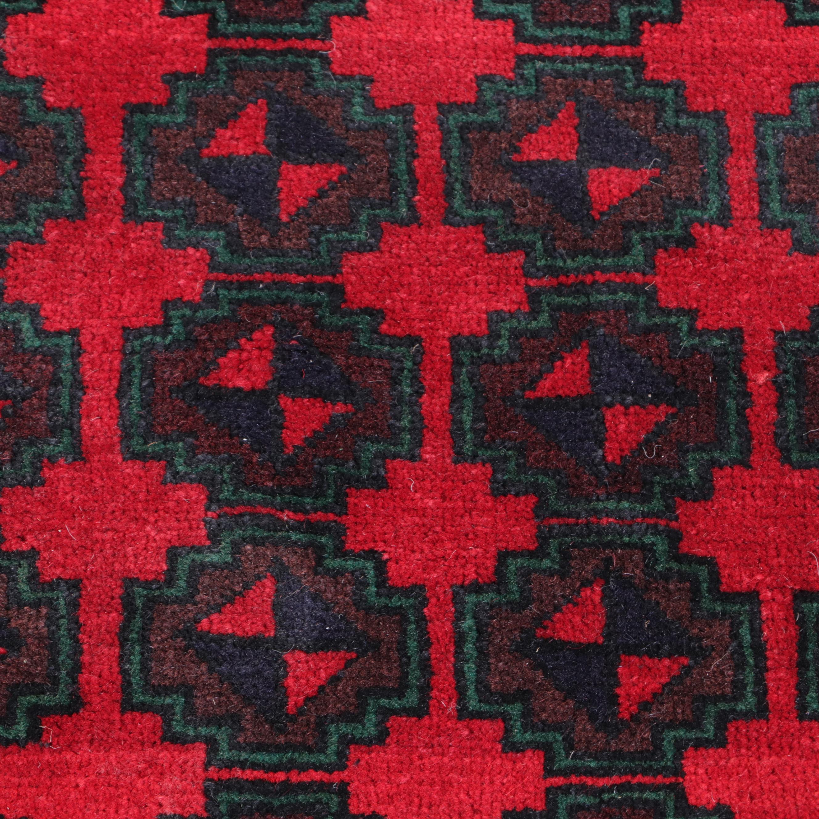 3' x 4'10 Hand-Knotted Afghan Turkmen Style Baluch Accent Rug