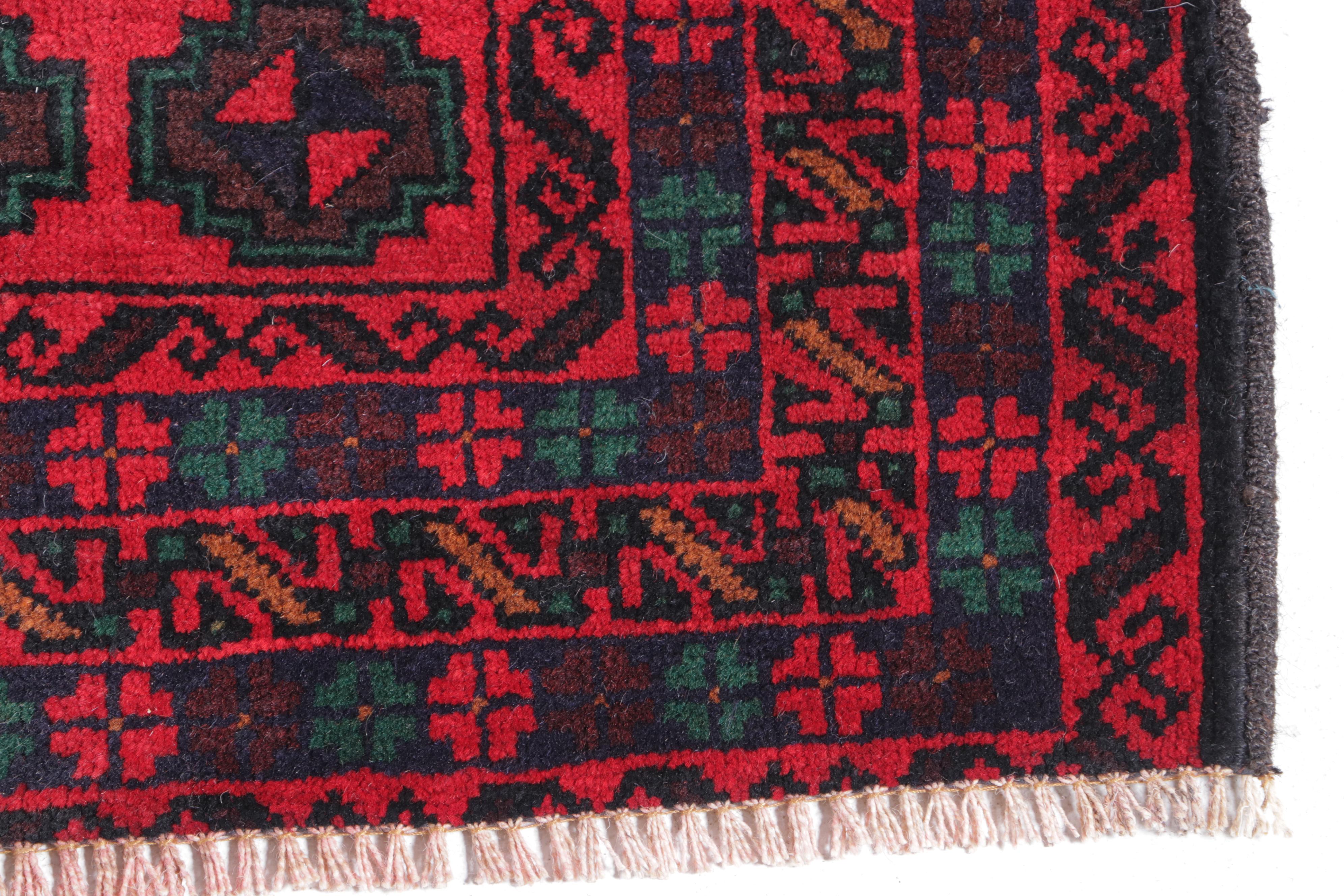 3' x 4'10 Hand-Knotted Afghan Turkmen Style Baluch Accent Rug