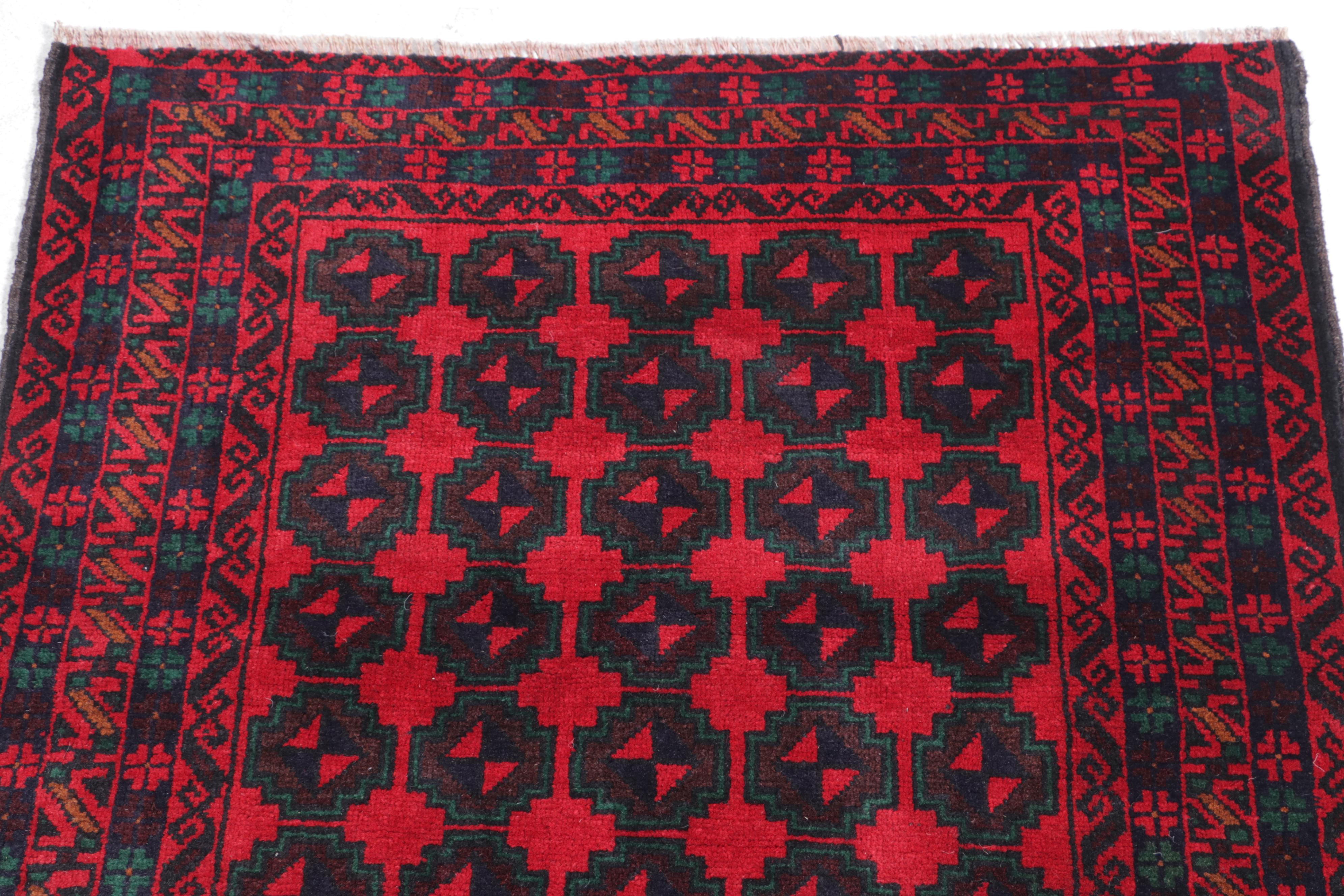 3' x 4'10 Hand-Knotted Afghan Turkmen Style Baluch Accent Rug