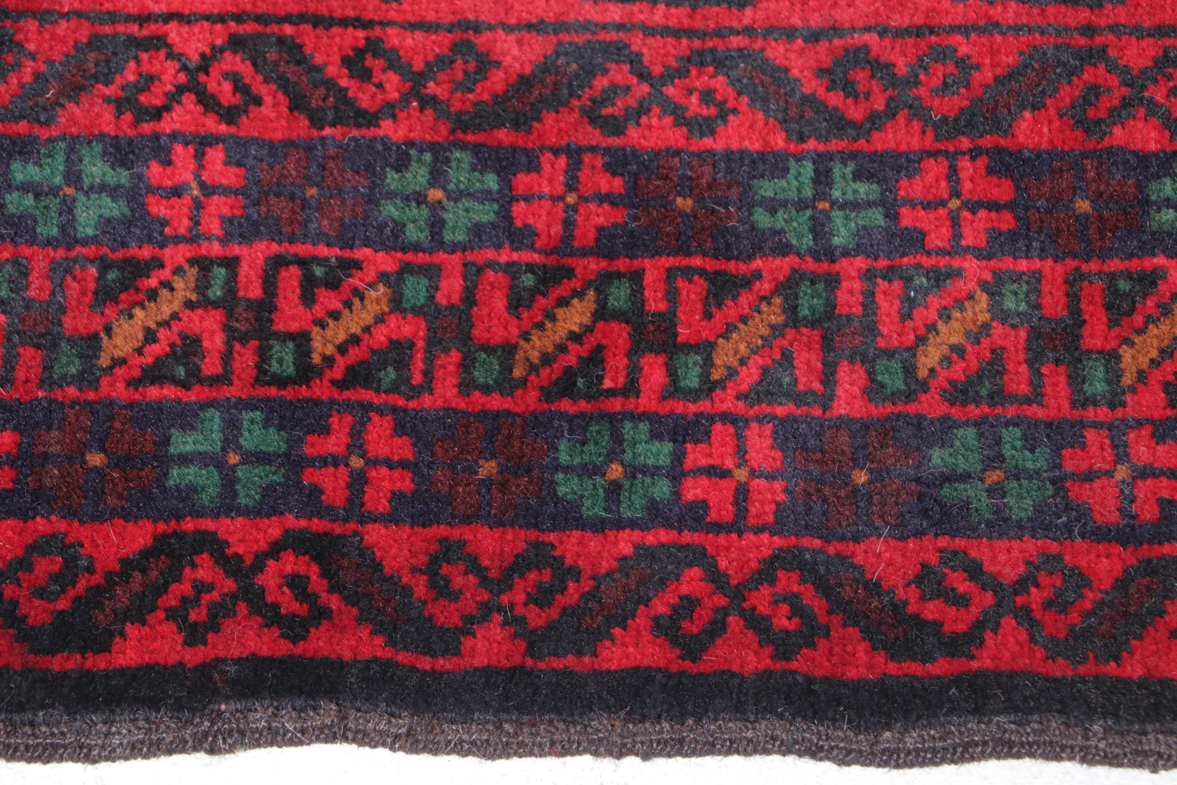 3' x 4'10 Hand-Knotted Afghan Turkmen Style Baluch Accent Rug
