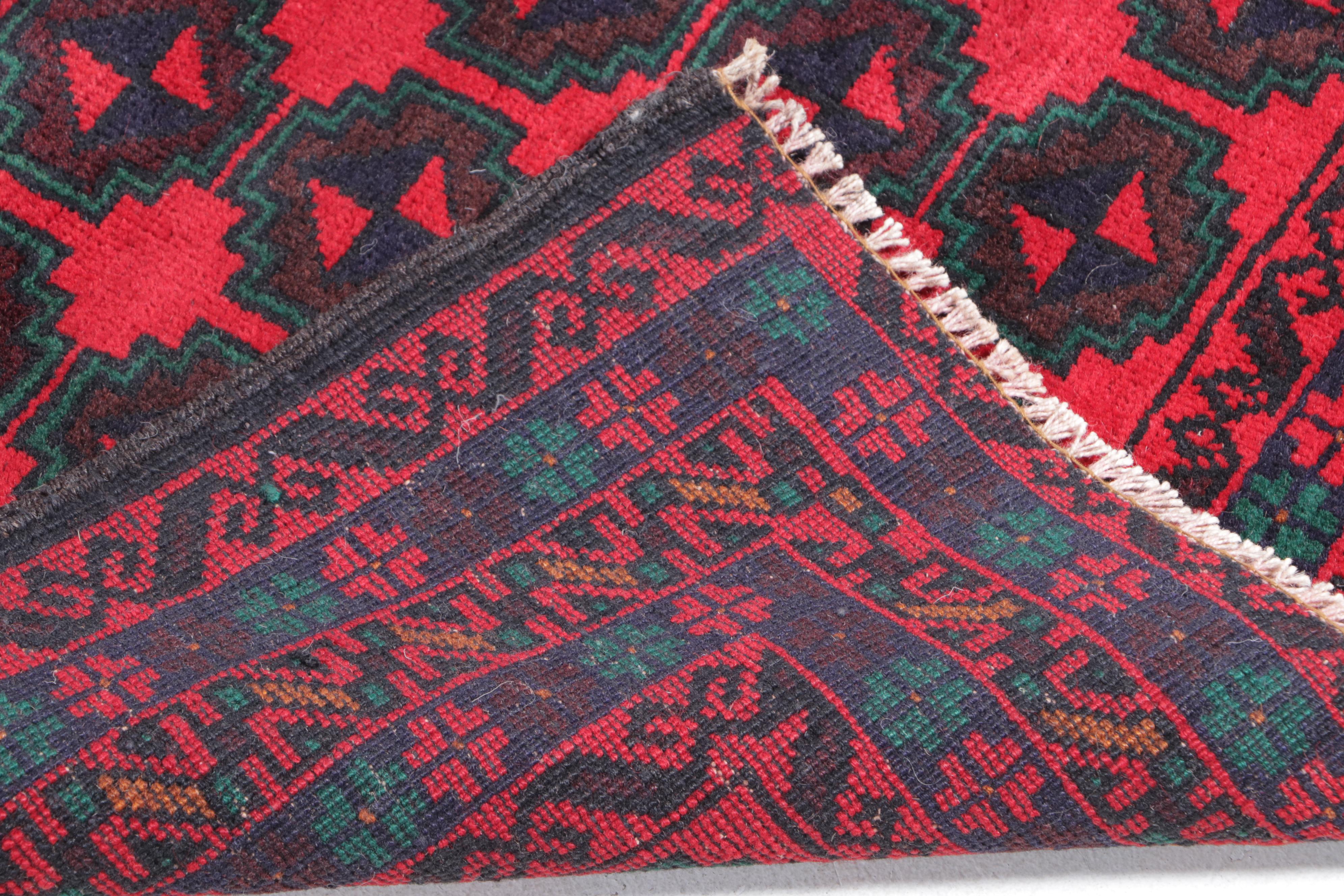 3' x 4'10 Hand-Knotted Afghan Turkmen Style Baluch Accent Rug