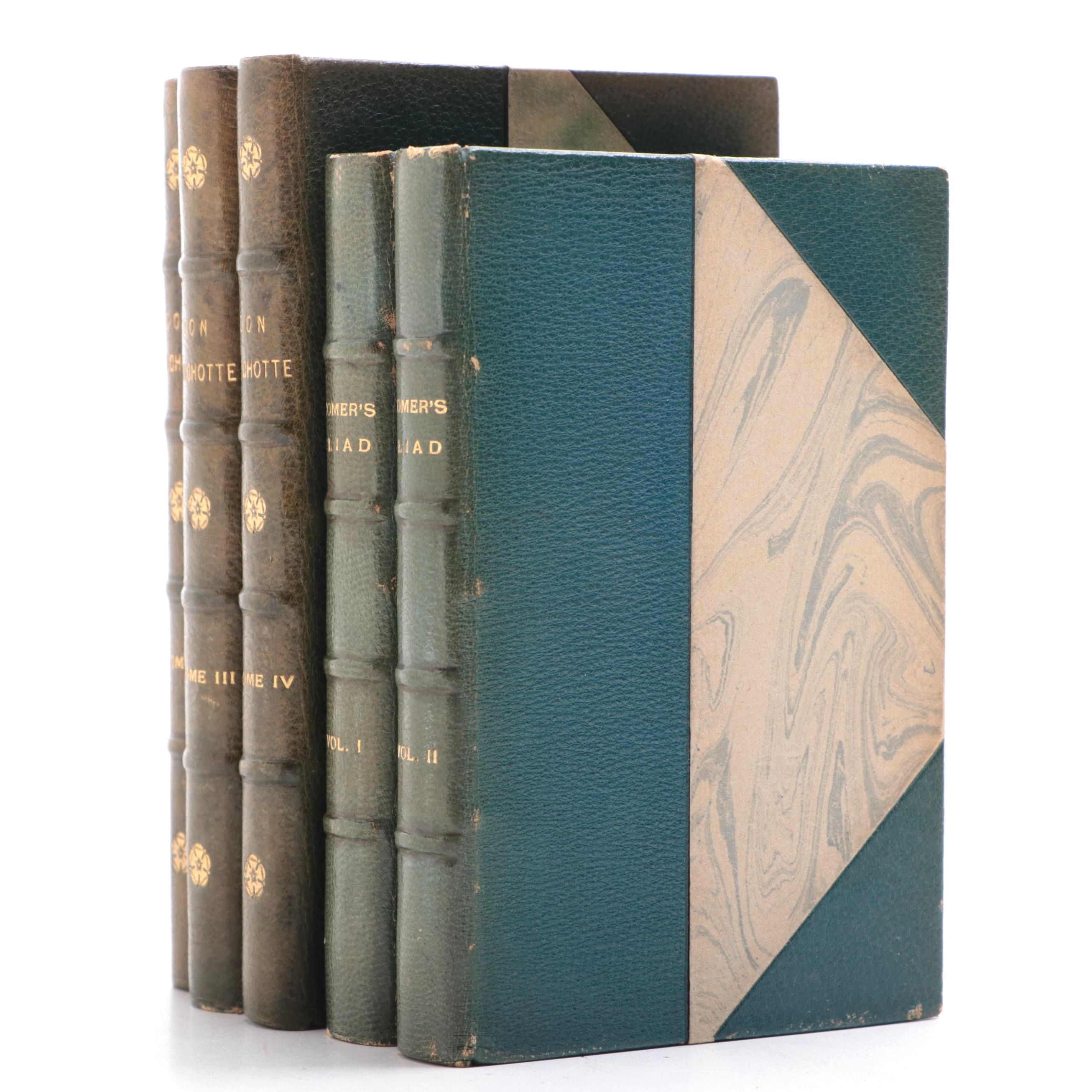 "The Iliad" by Homer with French "Don Quichotte" Partial Set by Cervantes