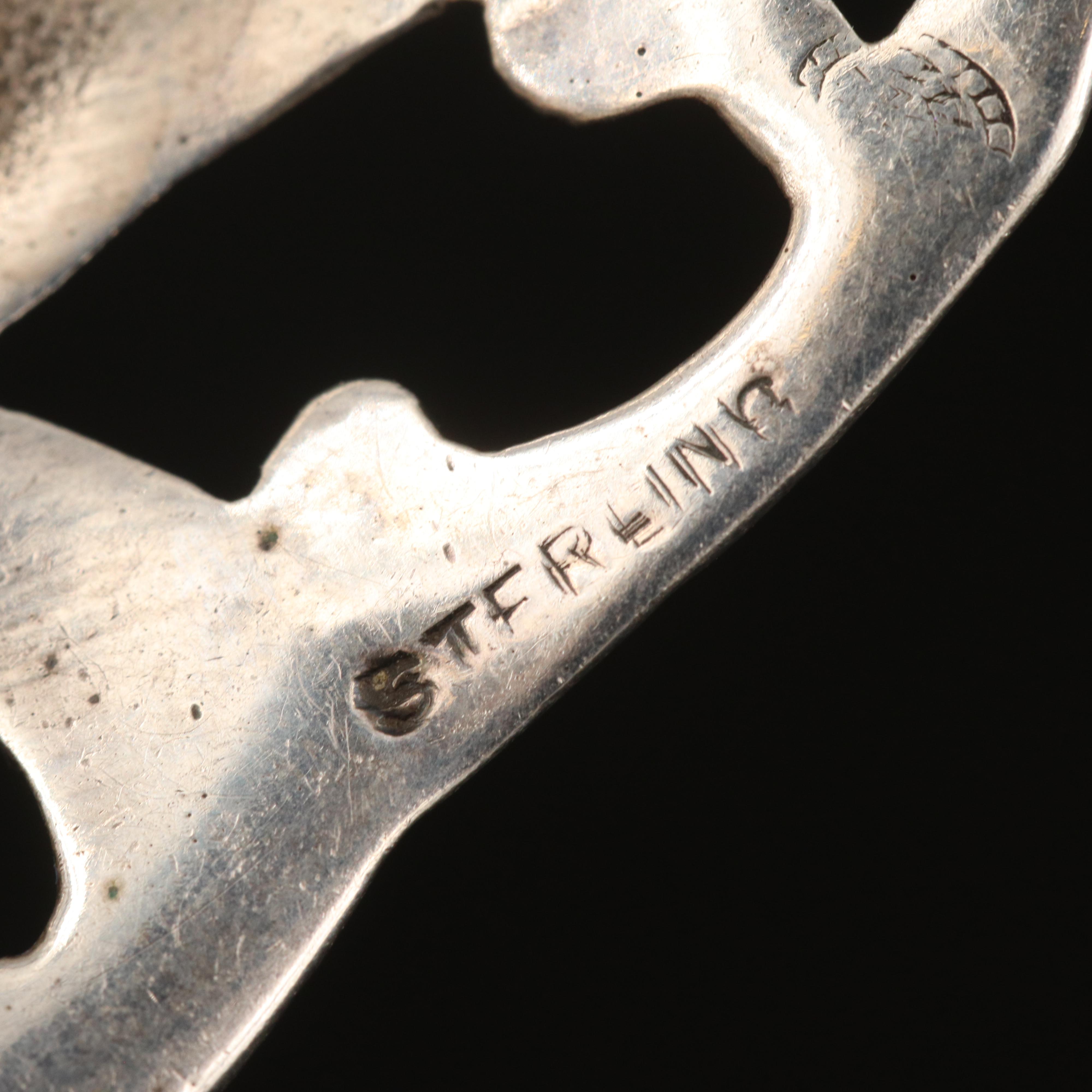 Vintage Sterling Oval Floral Brooch