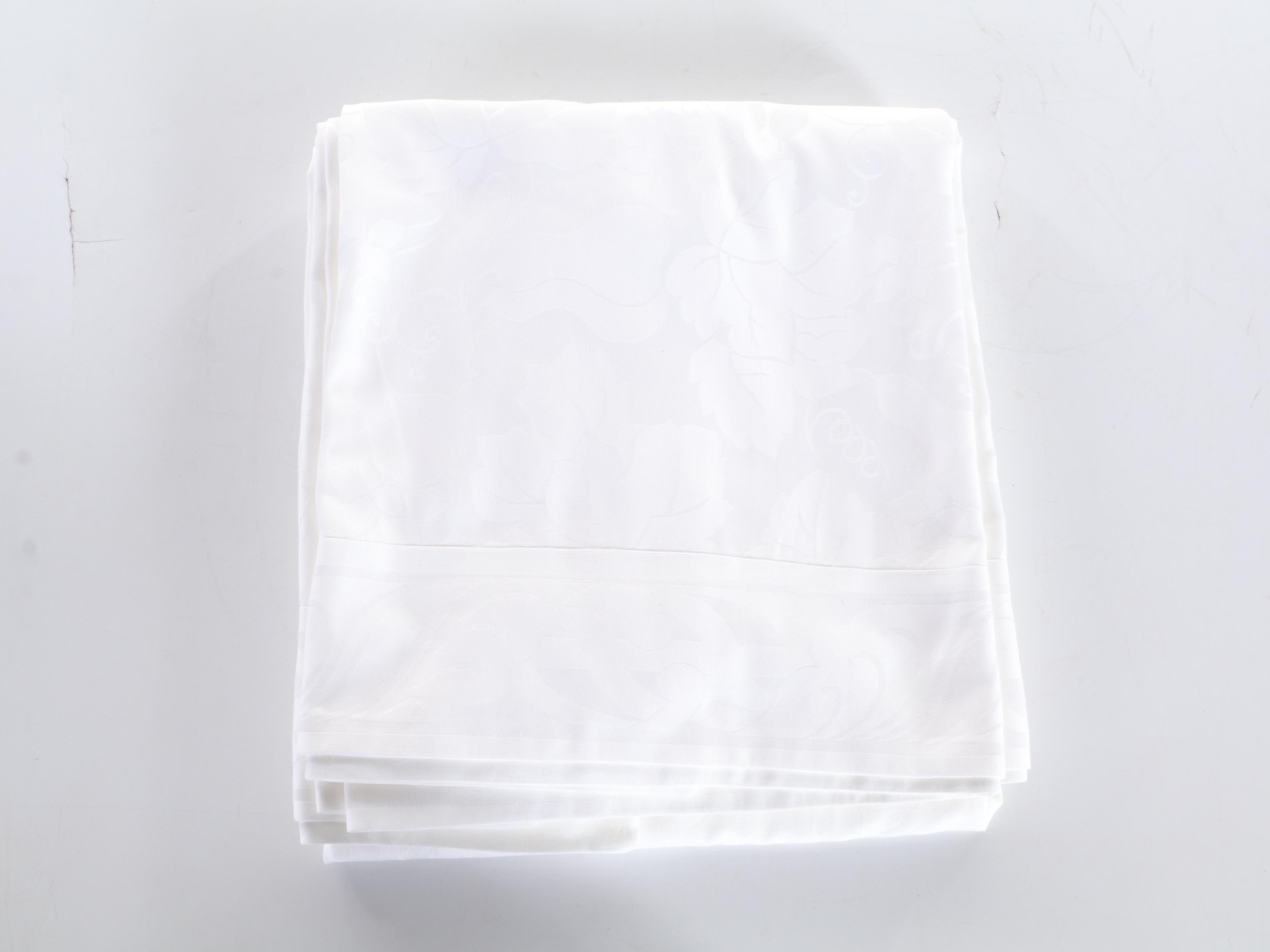 Christofle Cotton Jacquard Tablecloth with Twin Striped Bedskirt