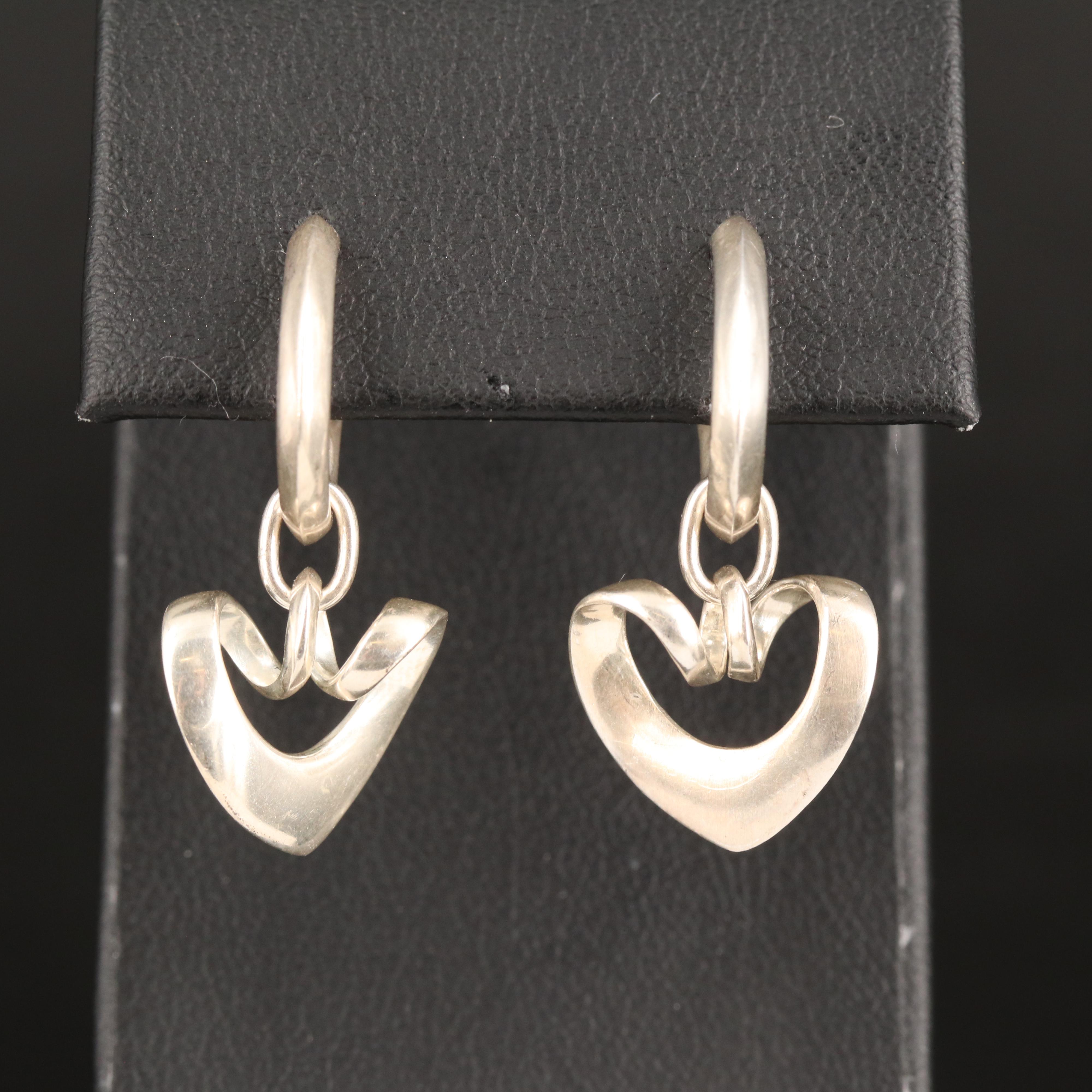 Georg Jensen Sterling Heart Earrings with 10K Accents