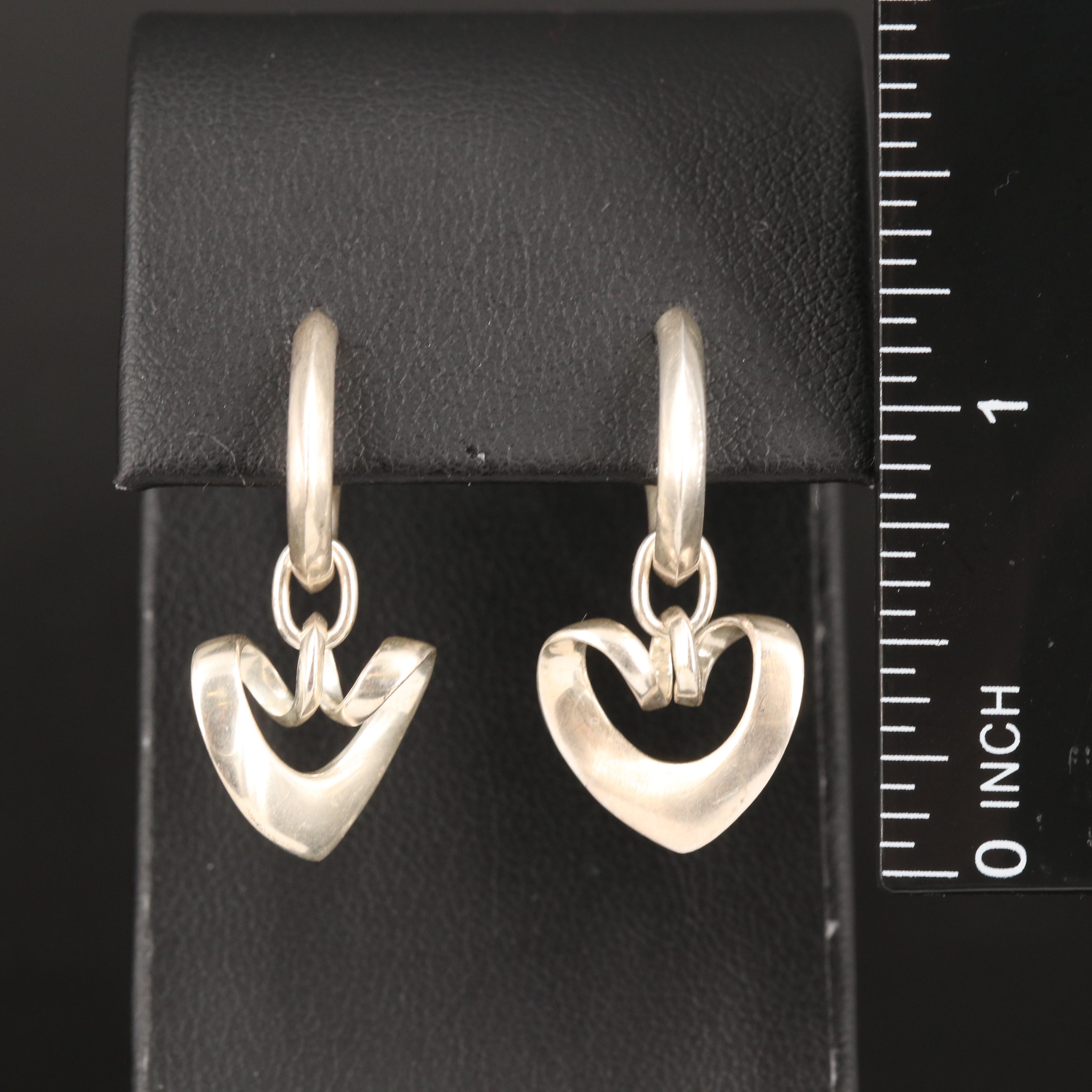 Georg Jensen Sterling Heart Earrings with 10K Accents